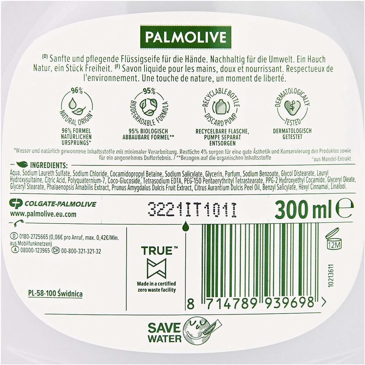 PALMOLIVE Flüssigseife Naturals Milch & Orchidee, 300 ml, seifenfreie Formel