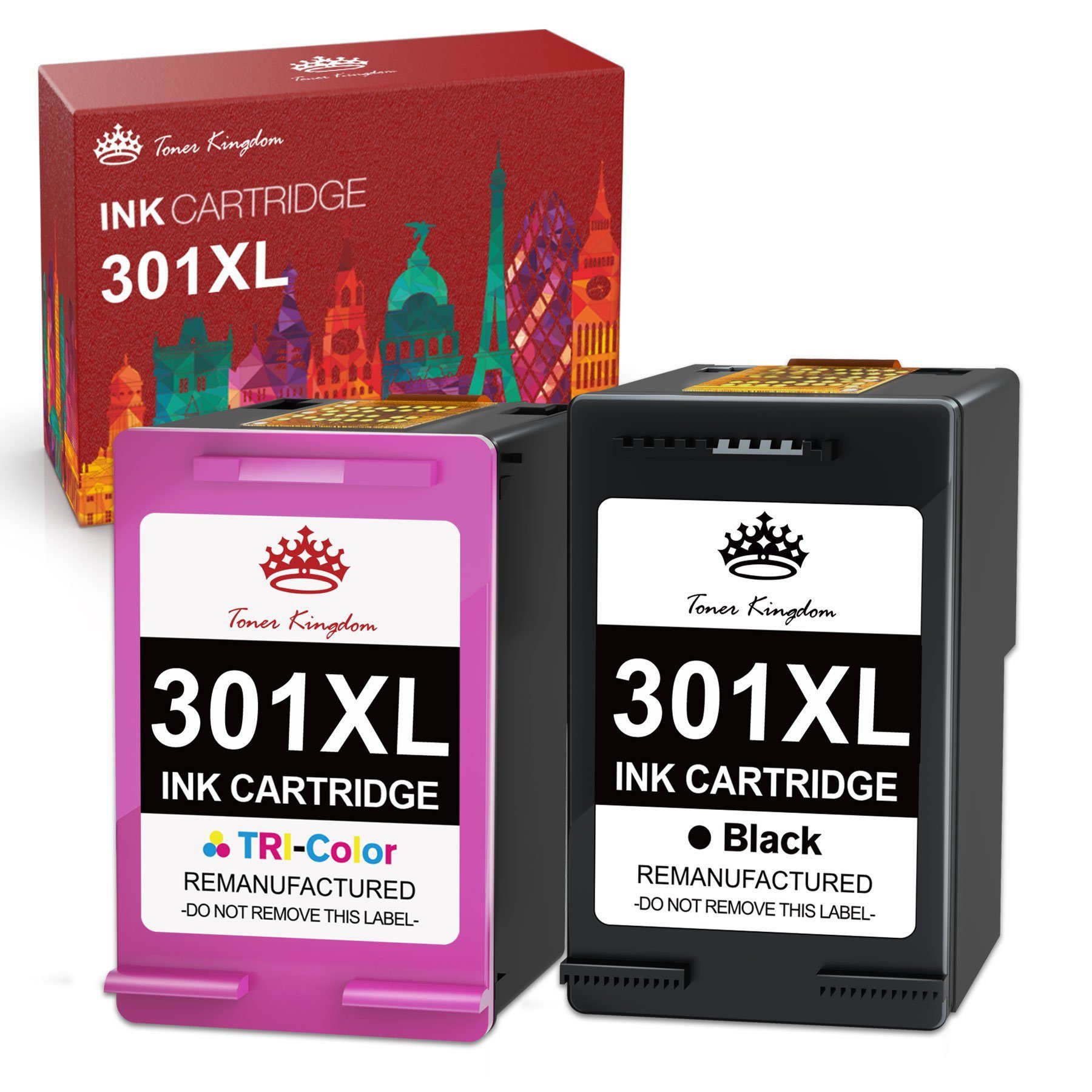 Toner Kingdom Drucker Patronen für HP 301 XL Deskjet 1050 2544 2050 A 3050 Tintenpatrone (ENVY 4502 5534 4504 Deskjet 2540 2542)