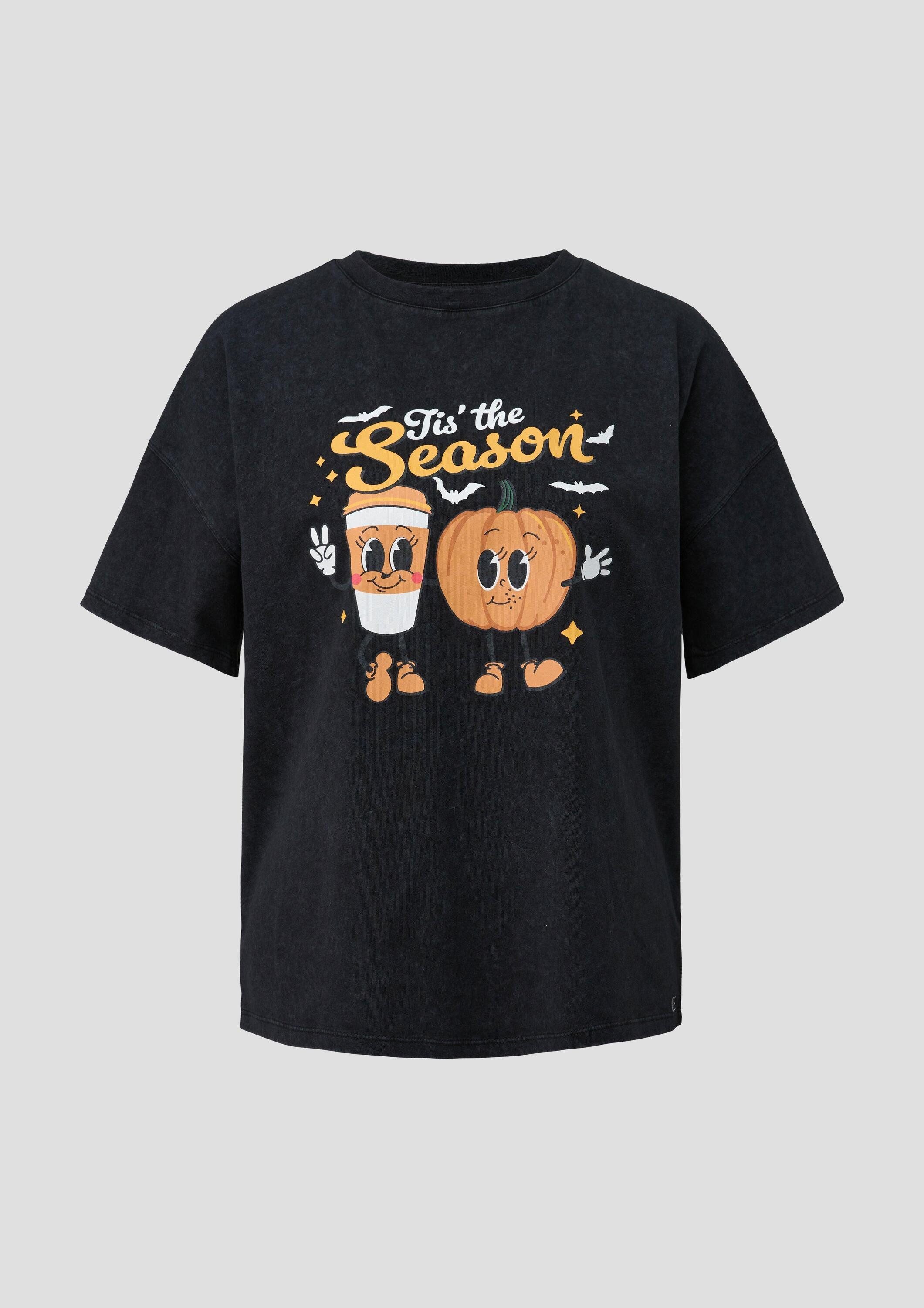 QS Kurzarmshirt T-Shirt T-Shirt mit Halloween-Print