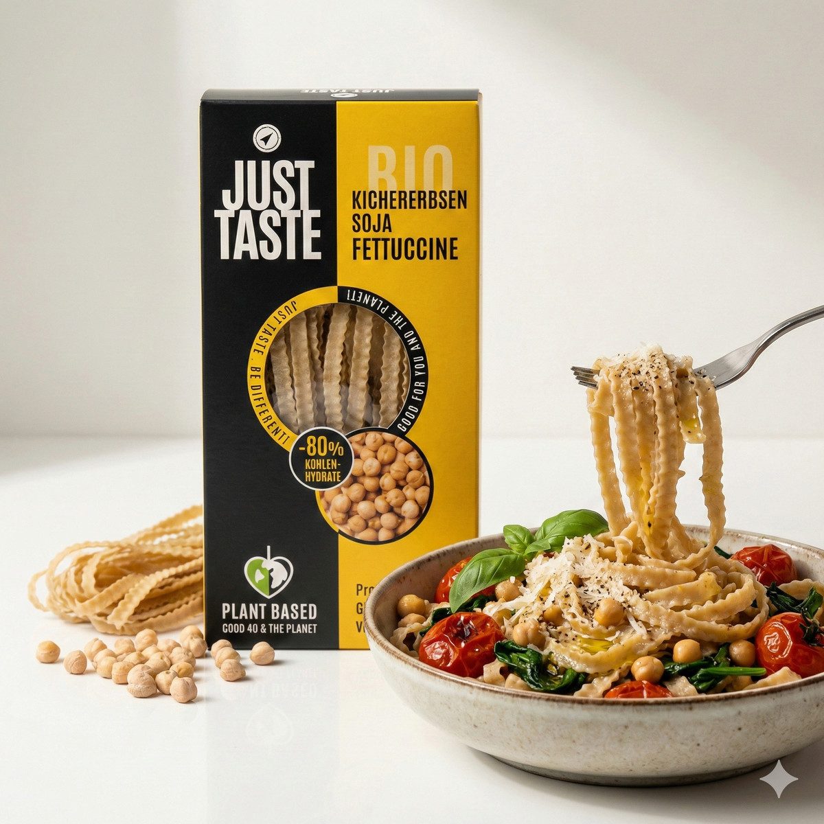 JUST Nudeln Just Taste Kichererbsen-Soja Fettuccine