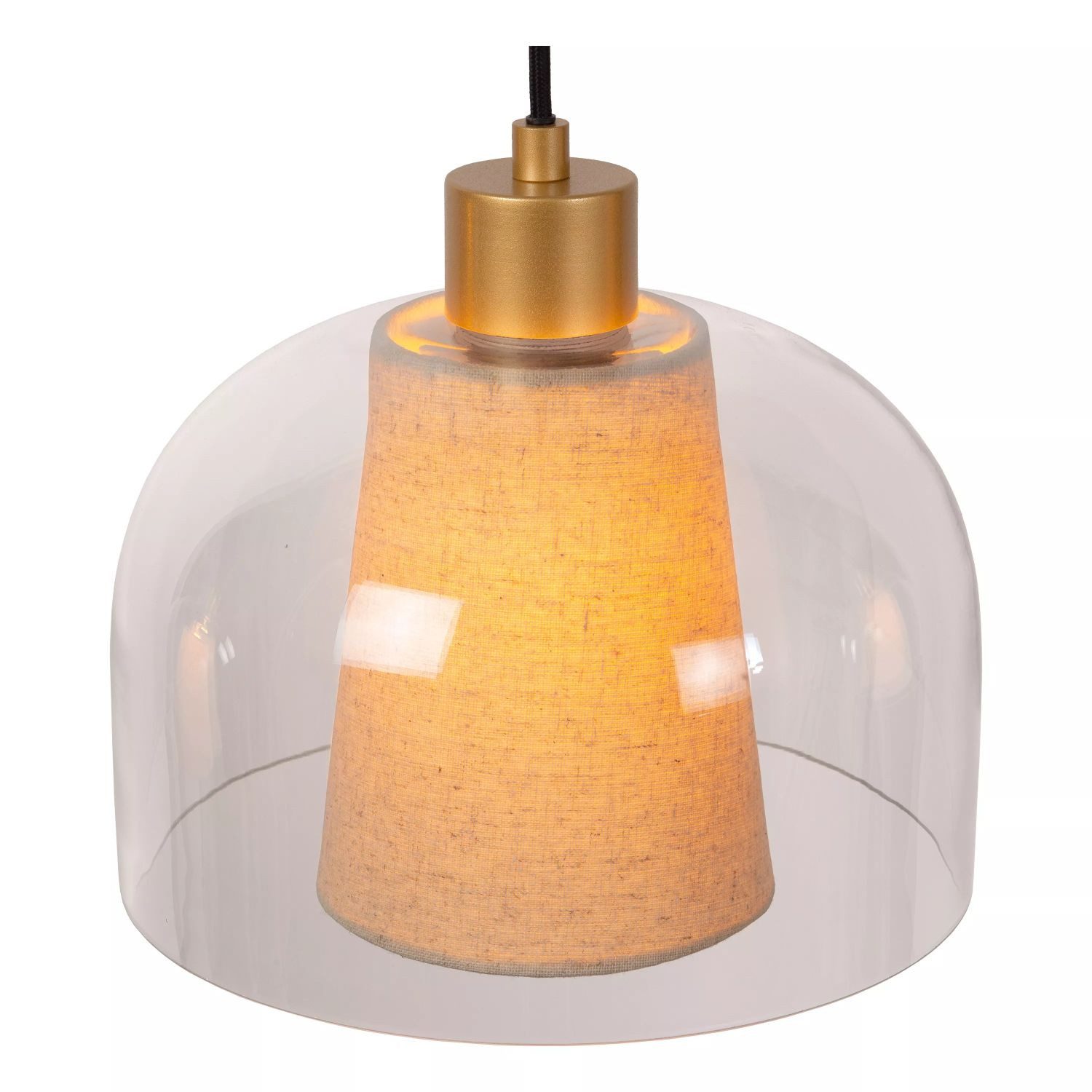 Licht-Erlebnisse Pendelleuchte MITAR, ohne Leuchtmittel, Glas Metall H: max. 146,6 cm Beige E27 3-flammig länglich Modern