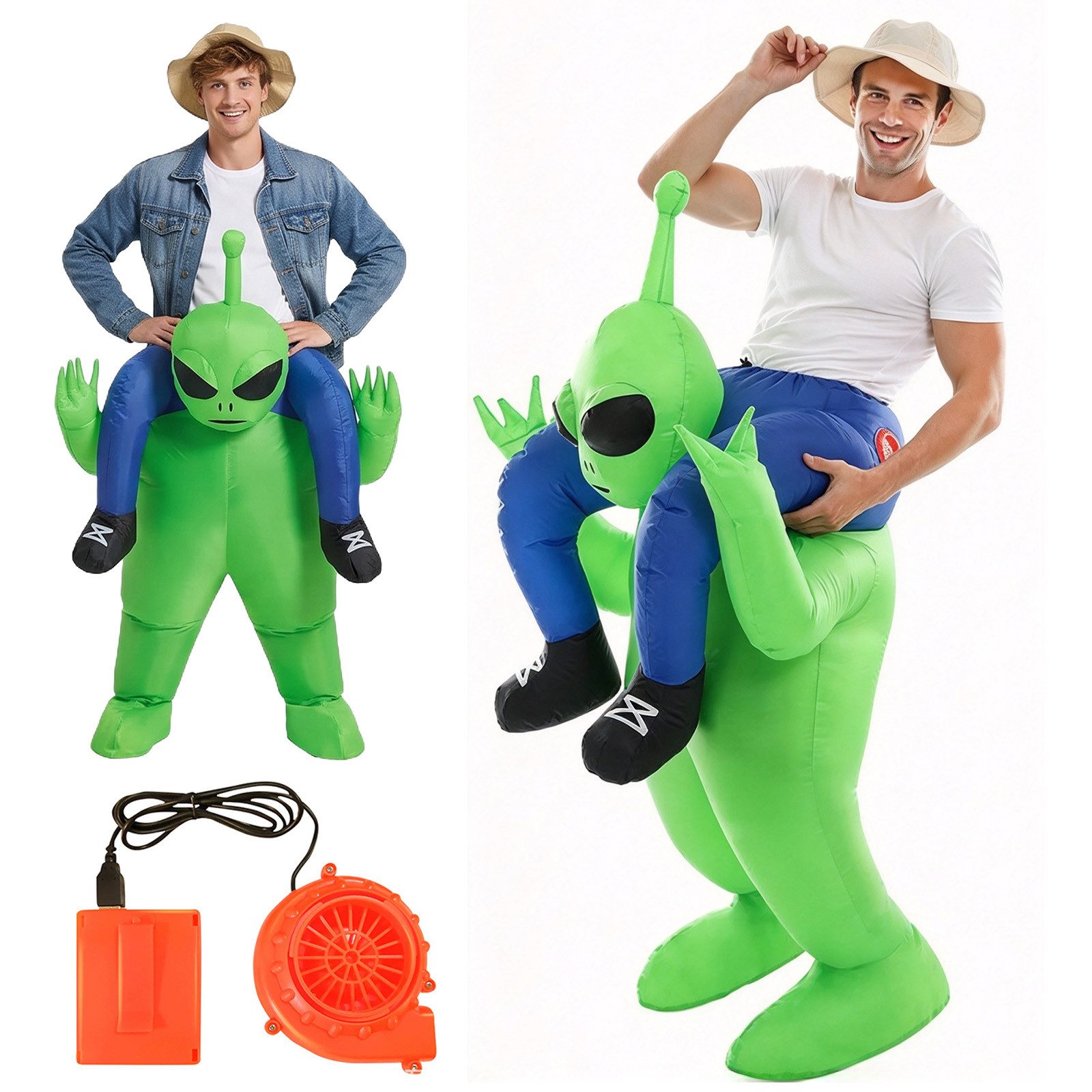 AKKEE Kostüm Huckepack-Kostüm für Erwachsene Alien bunt für Kinder/Erwachsene, Kostüm für Halloween, Karneval, Bühne, Festival oder Party