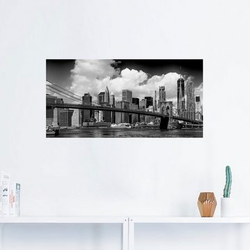 Artland Wandbild Manhattan Skyline, Brooklyn Bridge, New York (1 St), als Alubild, Outdoorbild, Leinwandbild, Wandaufkleber, versch. Größen