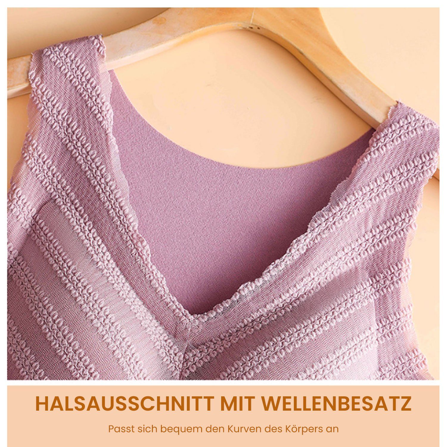 MAGICSHE V-Ausschnitt Damen ärmellose Thermoweste Thermounterhemd Natur Tanktop