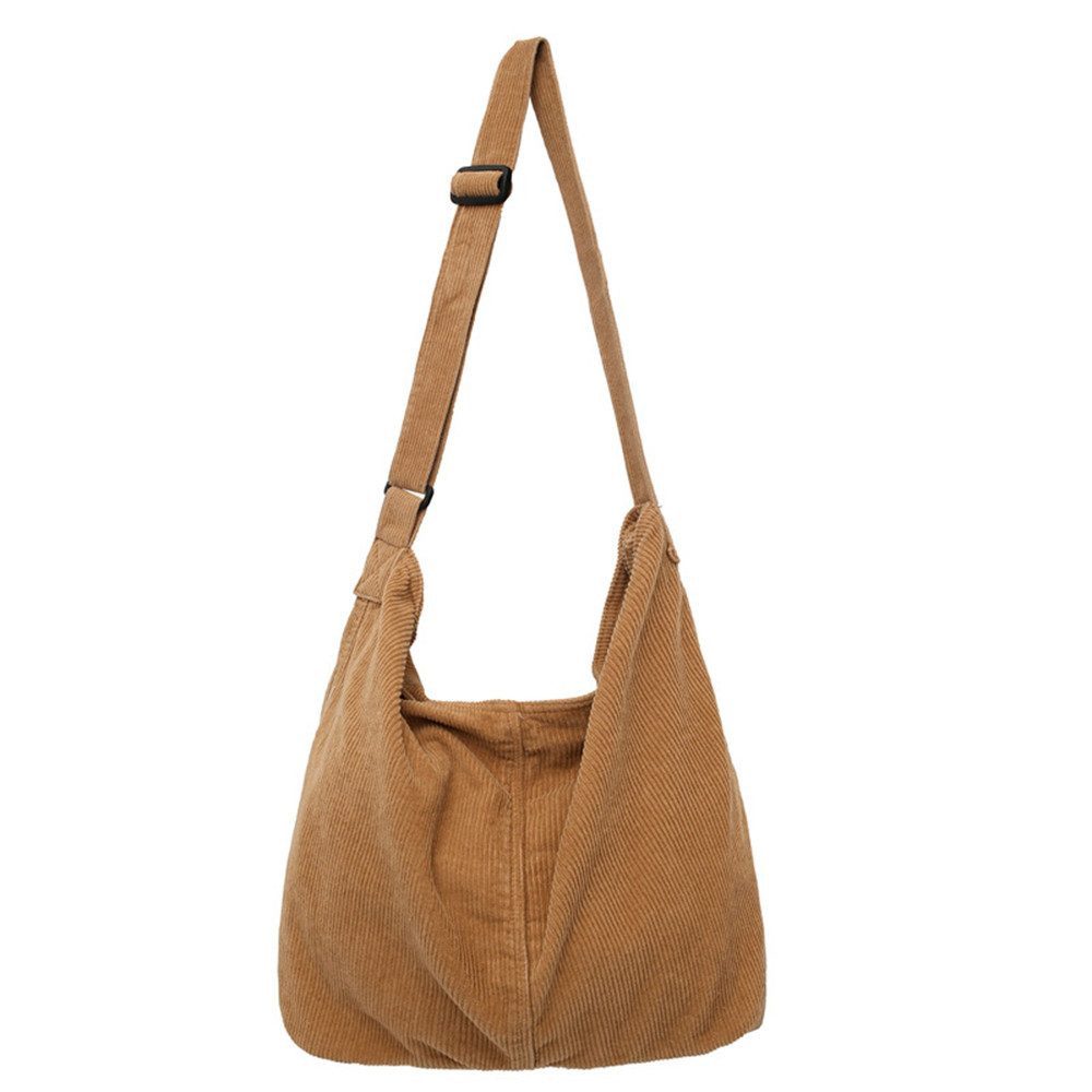 FOUORTUNATE-BEE Schultertasche Cord Umhängetasche Casual Crossbody Mode Retro große Tasche