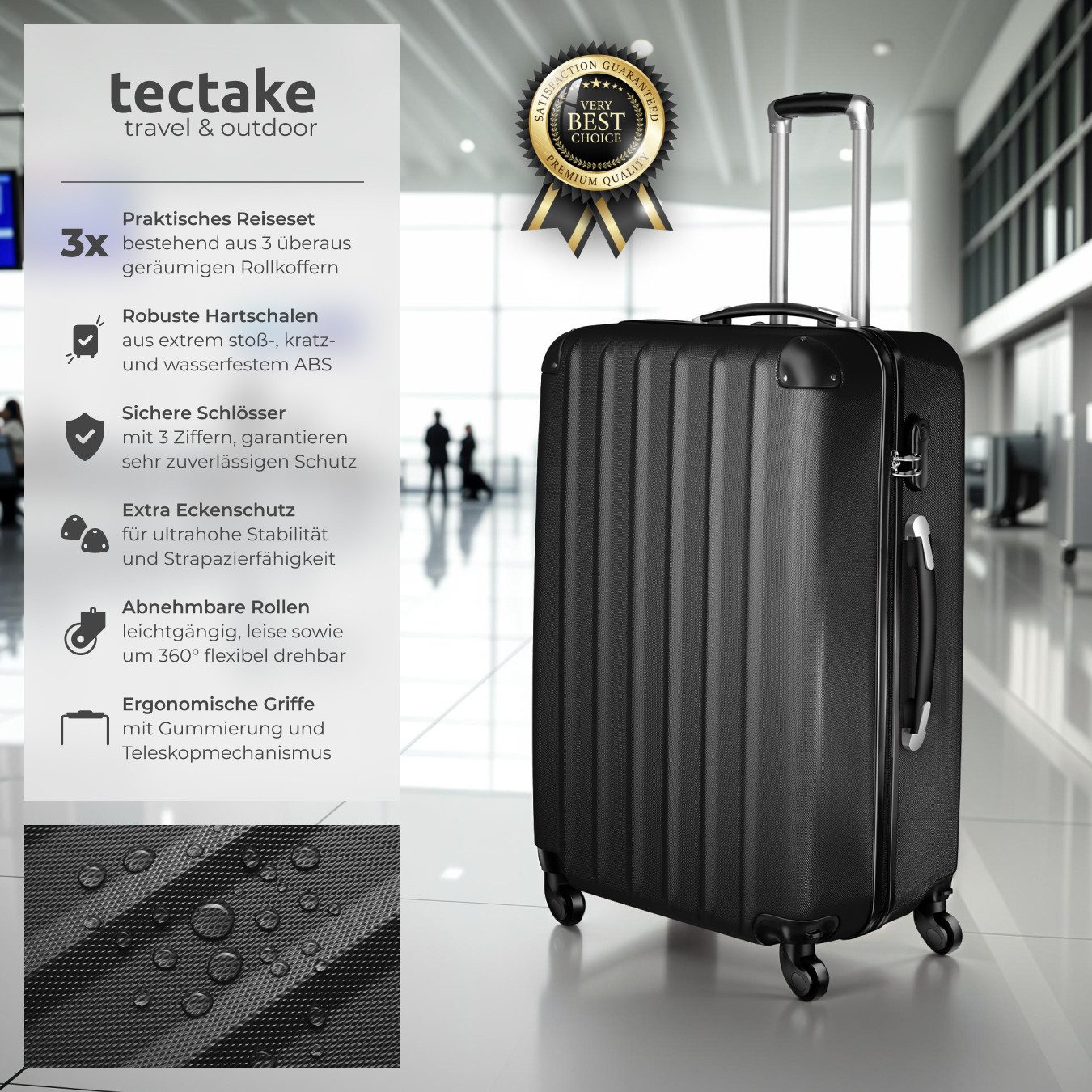 tectake Trolley Hartschalenkoffer-Set, 4 Rollen, 3-teilig, günstig online kaufen