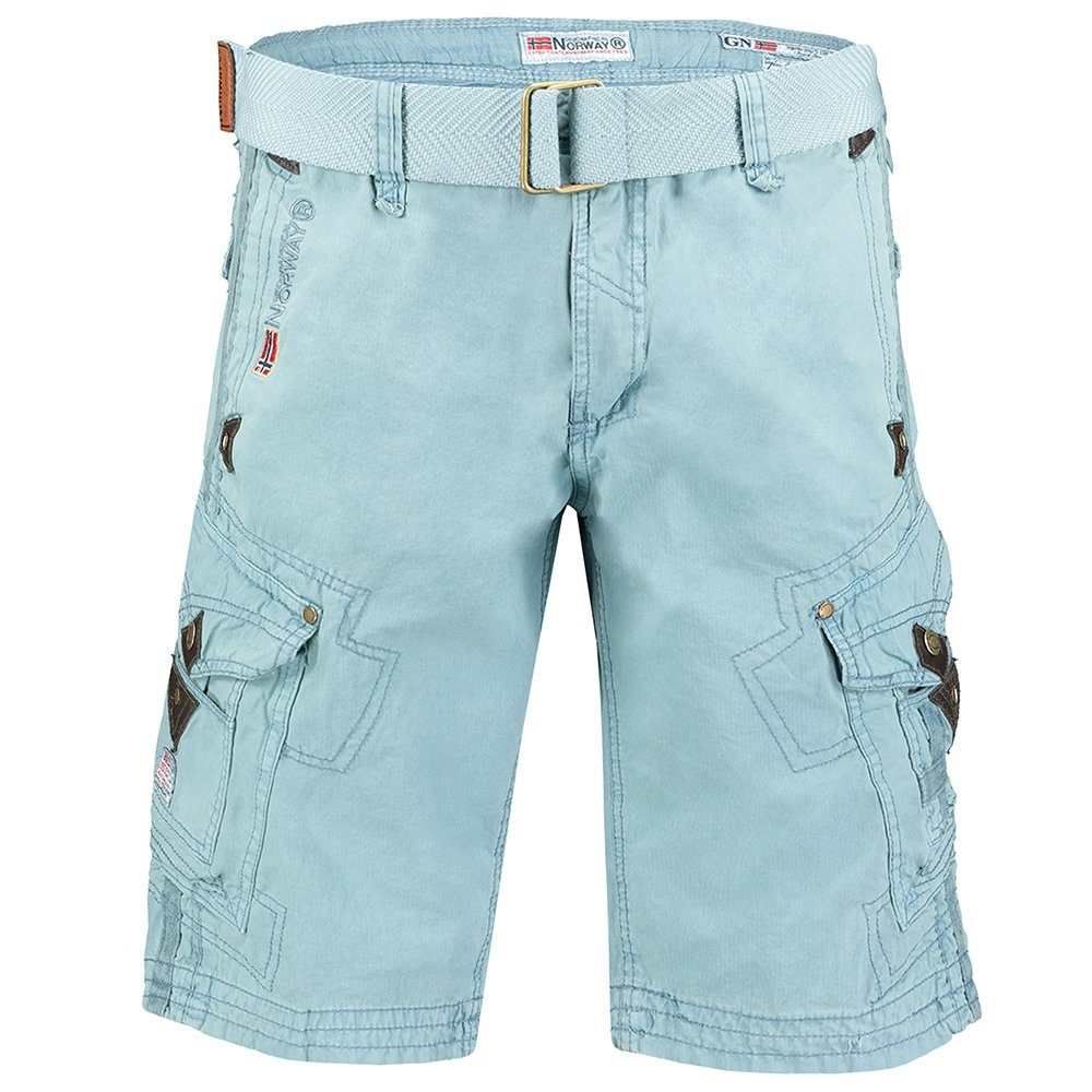 Geographical Norway Cargoshorts Herren BRPEANUT sky kurze 1-tlg) Hose Mit blau Gürtel (packung