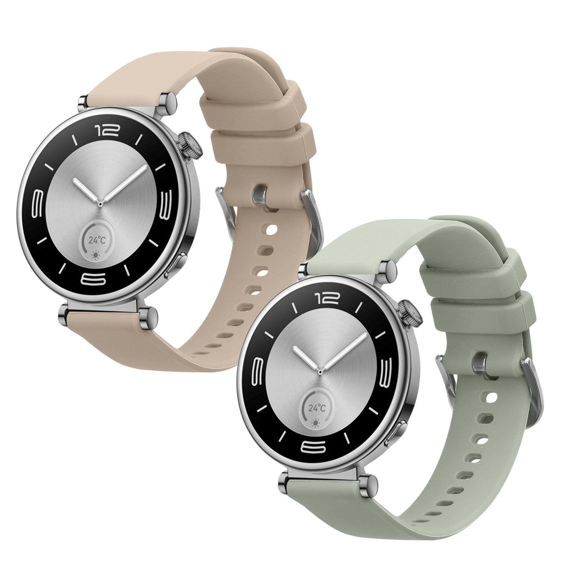 kwmobile 2x Uhrenarmband für Huawei Watch GT5 41mm / GT5 Pro 42mm / Watch GT4 Smartwatch, 2-tlg., Fitnesstracker Band Set aus TPU Silikon - Ersatzarmband Smartwatch