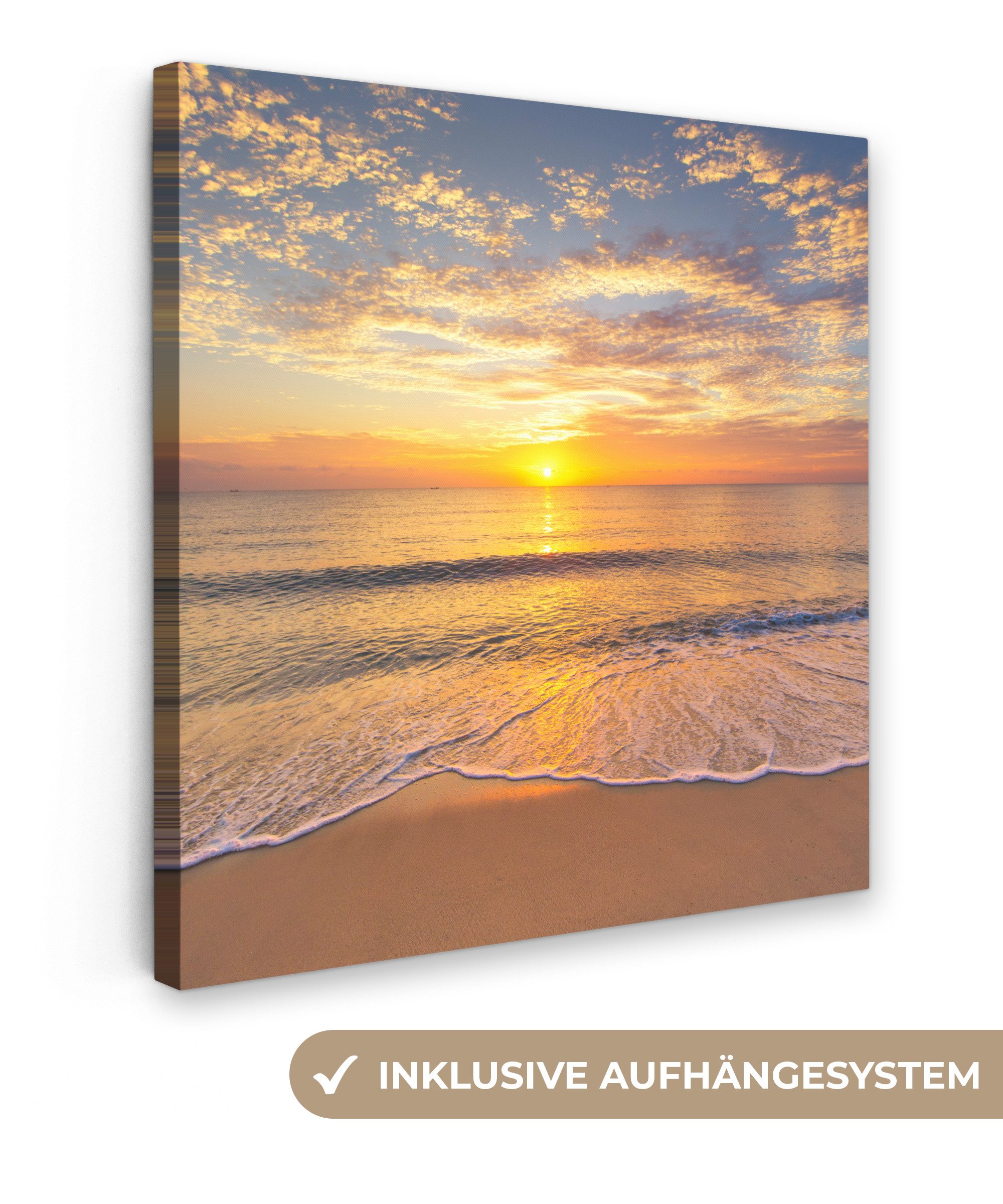 Leinwandbild Strand - Sonnenuntergang - Meer