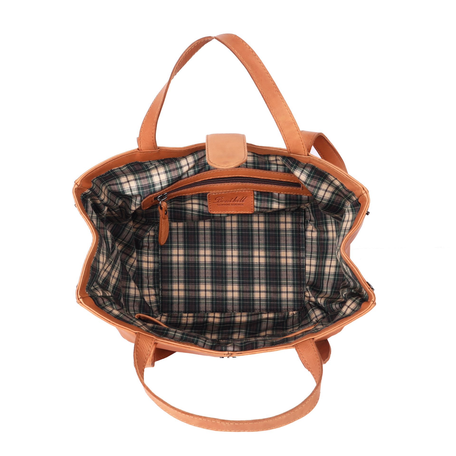 Benthill Handtasche Damen Echt Leder Umhängetasche Shopper Vintage Schulter Handtasche, Schultergurt / Umhängegurt Reißverschlussfach – Bild 4 von 5