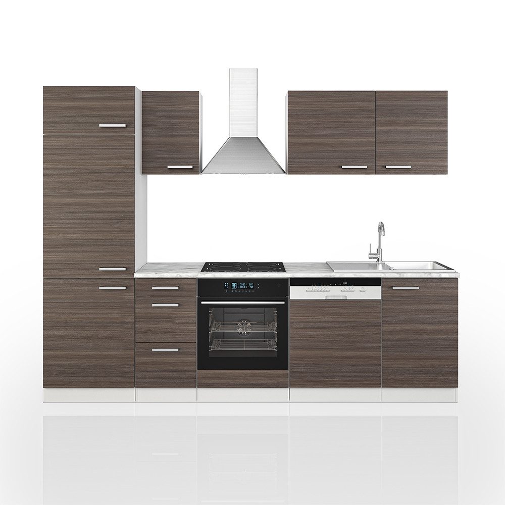 Vicco Küchenzeile Optima, Edelgrau/Weiß, 270 cm günstig online kaufen