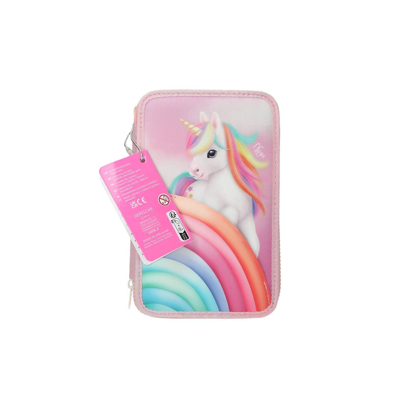 Depesche Federmäppchen Ylvi 3-Fach Federtasche Farbwolke inkl. Stifte, (1-tlg)