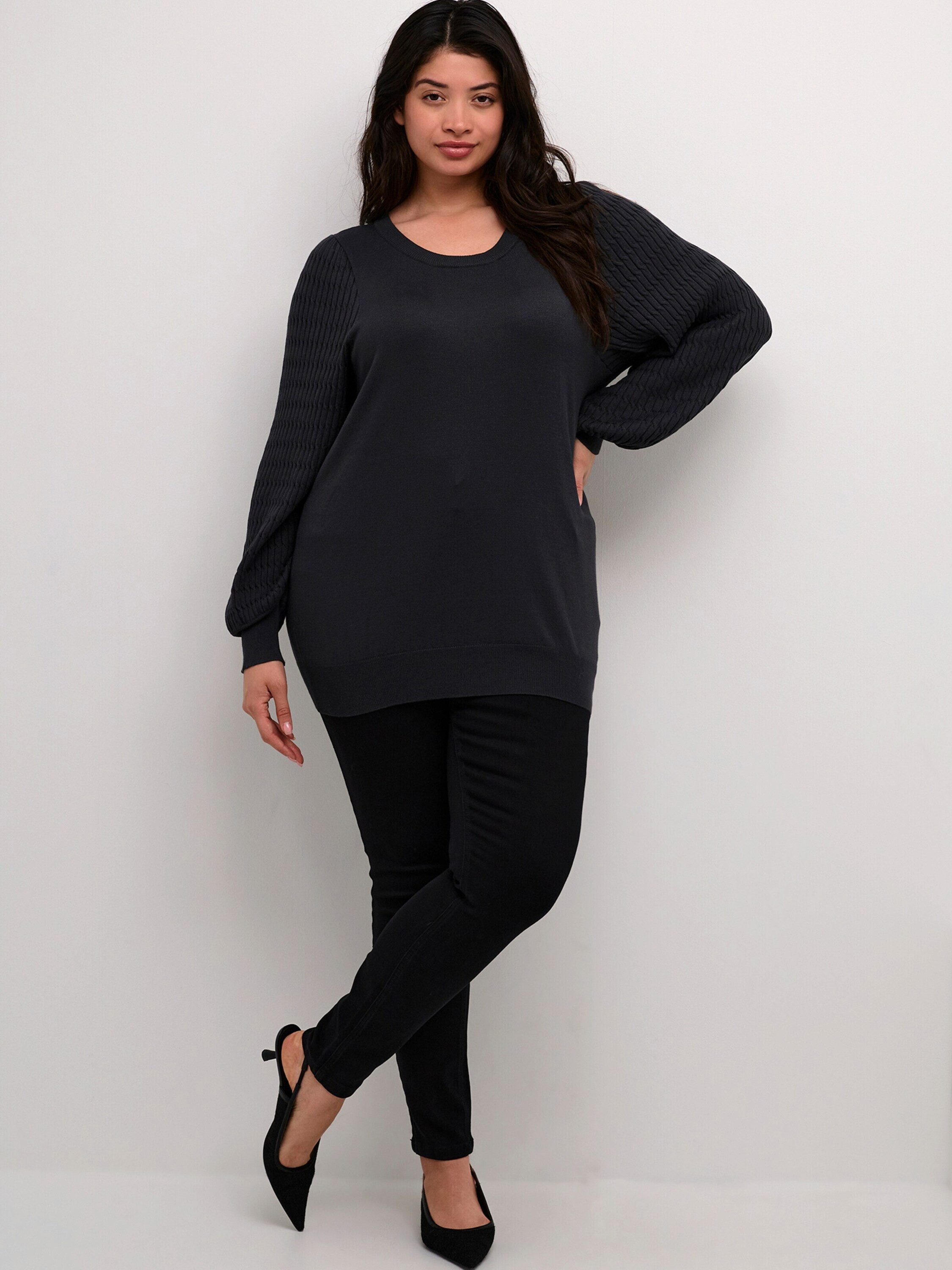 KAFFE Curve Rundhalspullover KC Lini (1-tlg) Plain/ohne Details