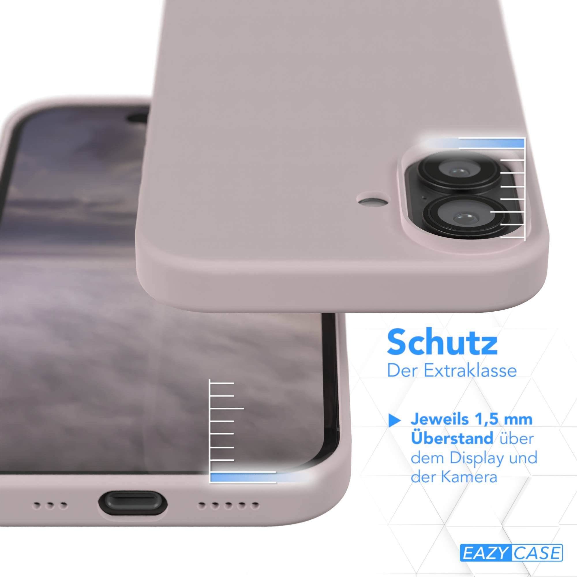 EAZY CASE Handyhülle für Apple iPhone 16 Premium Silikon 6,1 Zoll, Silikon Schutzhülle mit Kameraschutz kratzfest Cover Rosabraun – Bild 3 von 5