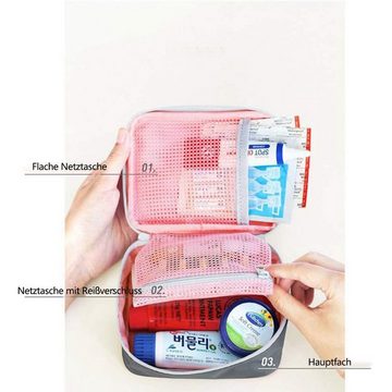SOTOR Arzttasche 2 Stück Medikament Tasche,Tragbare Mini Erste-Hilfe Sets,Reiseapotheke (2-tlg), für Outdoor Sports Home Camping Wandern (Pink + Gray)