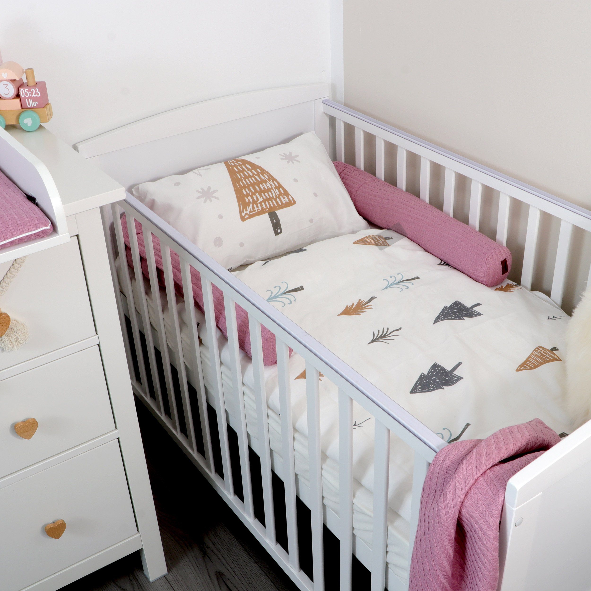 Puckdaddy GmbH Nestchenschlange Aurora (208cm), Wickelumrandung in Altrosa