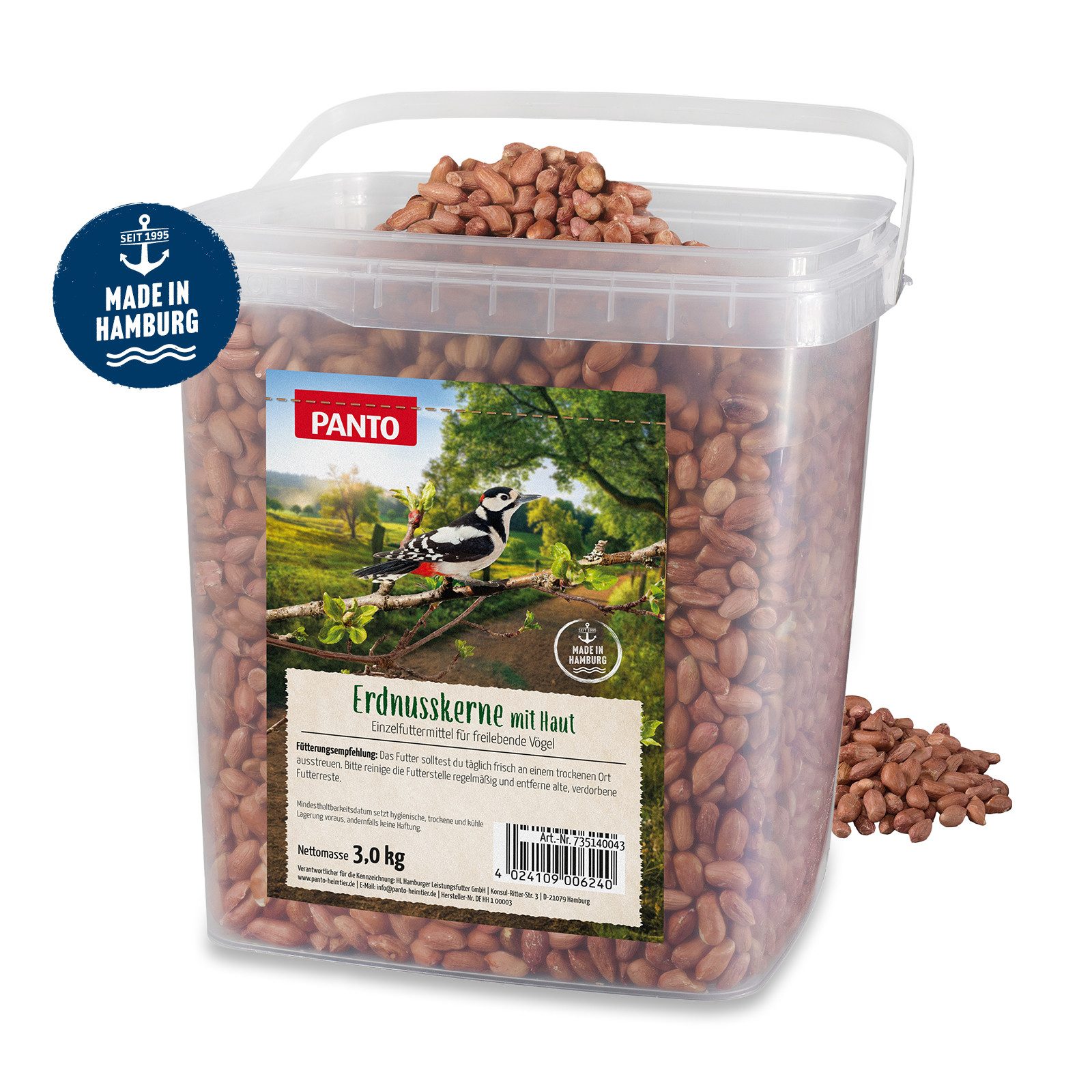 PANTO Erdnusskerne mit Haut 3kg, Erdnusskerne mit Haut
