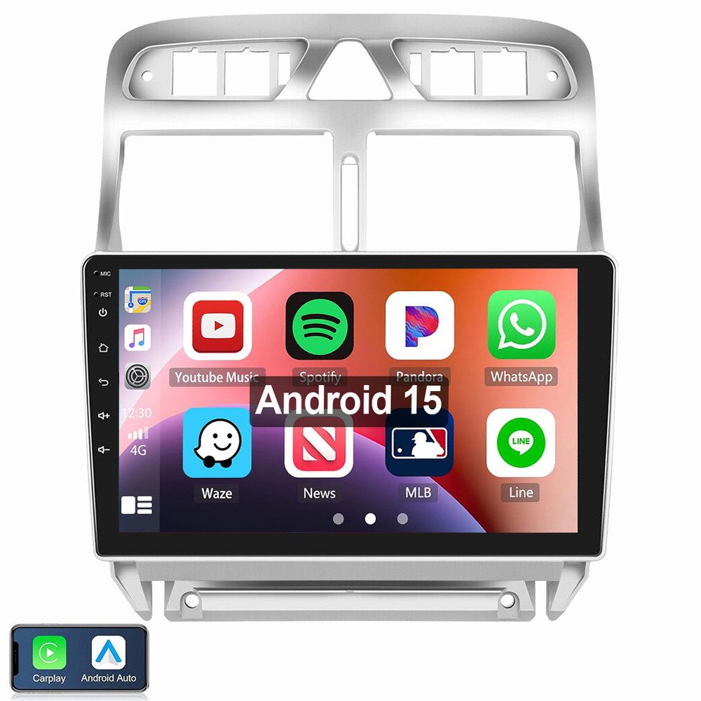 ESSGOO Für Peugeot 307 CC 2002-2013 Android Autoradio Android 15 Autoradio (Digitalradio (DAB), RDS, FM)