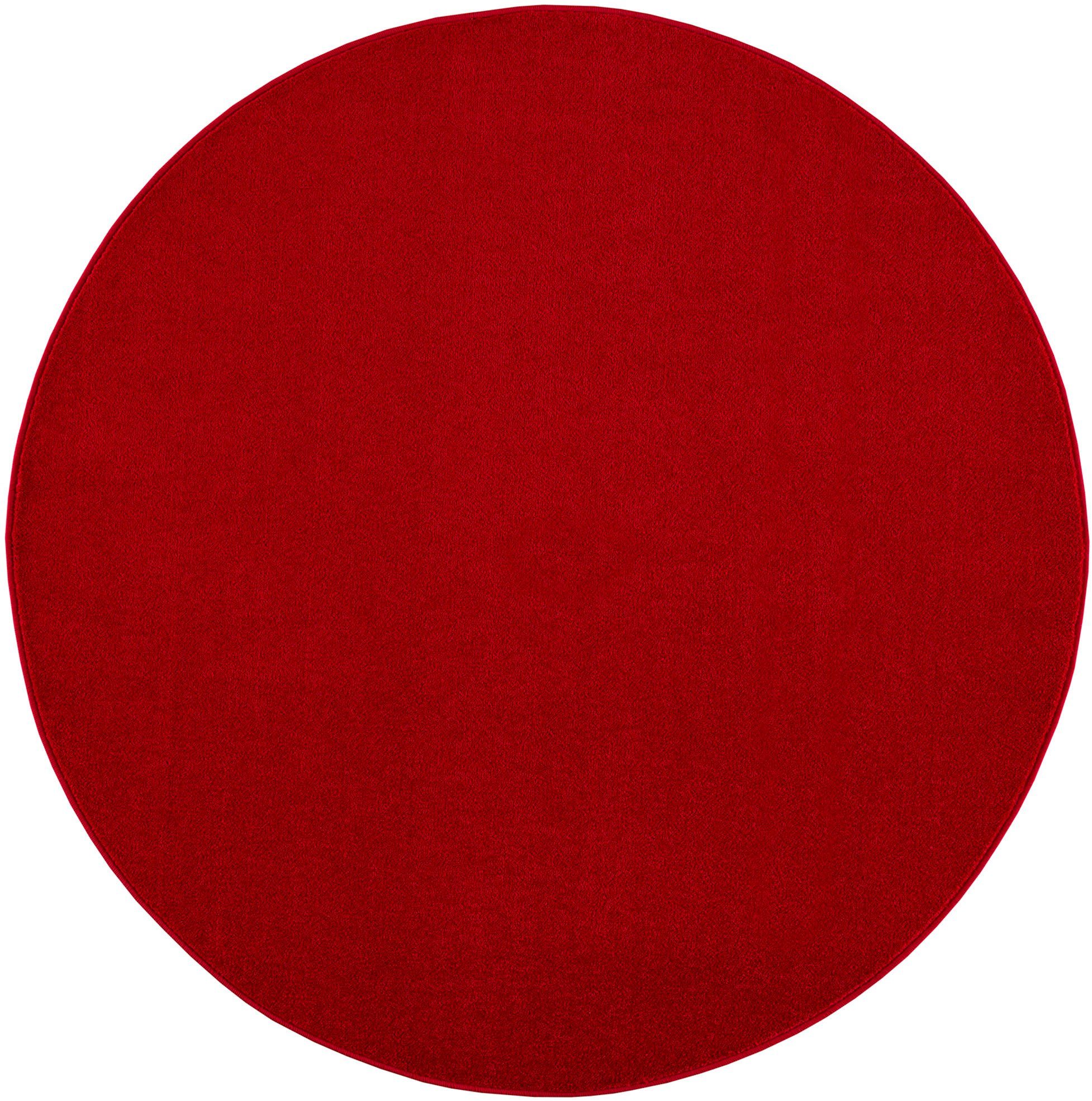 Teppich Uni, Sanat, rund, Höhe: 13 mm, robuster Kurzflorteppich, große Farbauswahl rot