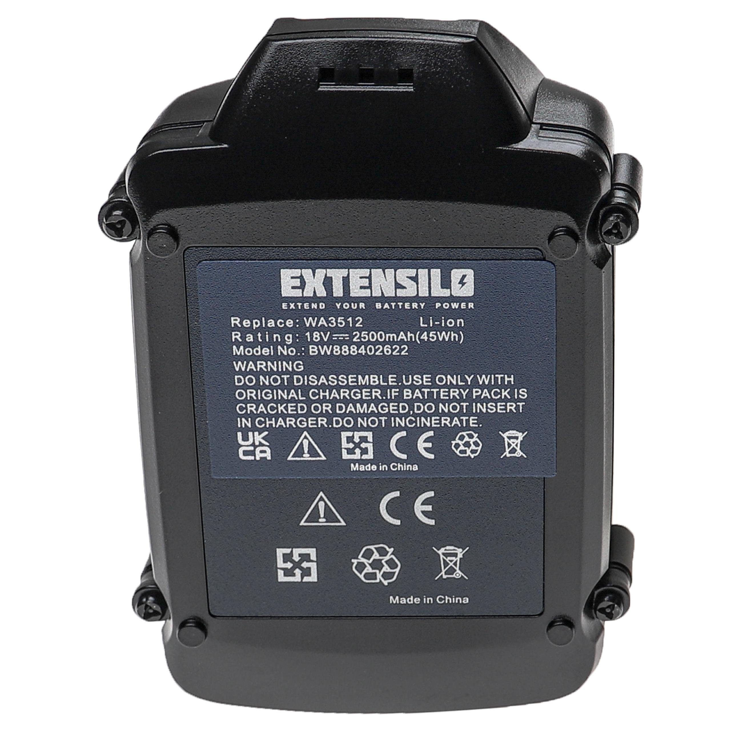 Extensilo passend fur Worx WG951.2 WG951 WG951.4 WU287 WU381 WG921 WG920 Akku Li Ion 2500 mAh Lieferumfang 3x Ersatzakku wieder aufladbar Marke EXTENSILO