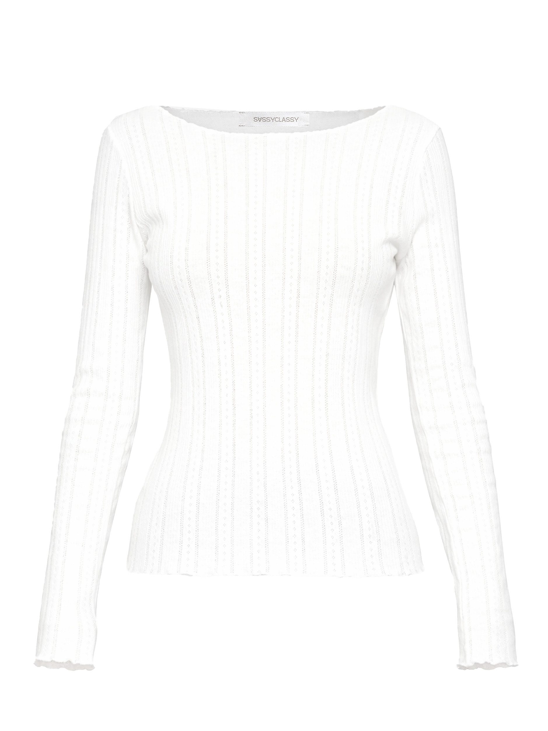 SASSYCLASSY Langarmshirt Pointelle Langarmshirt für Damen Feminines Top mit günstig online kaufen