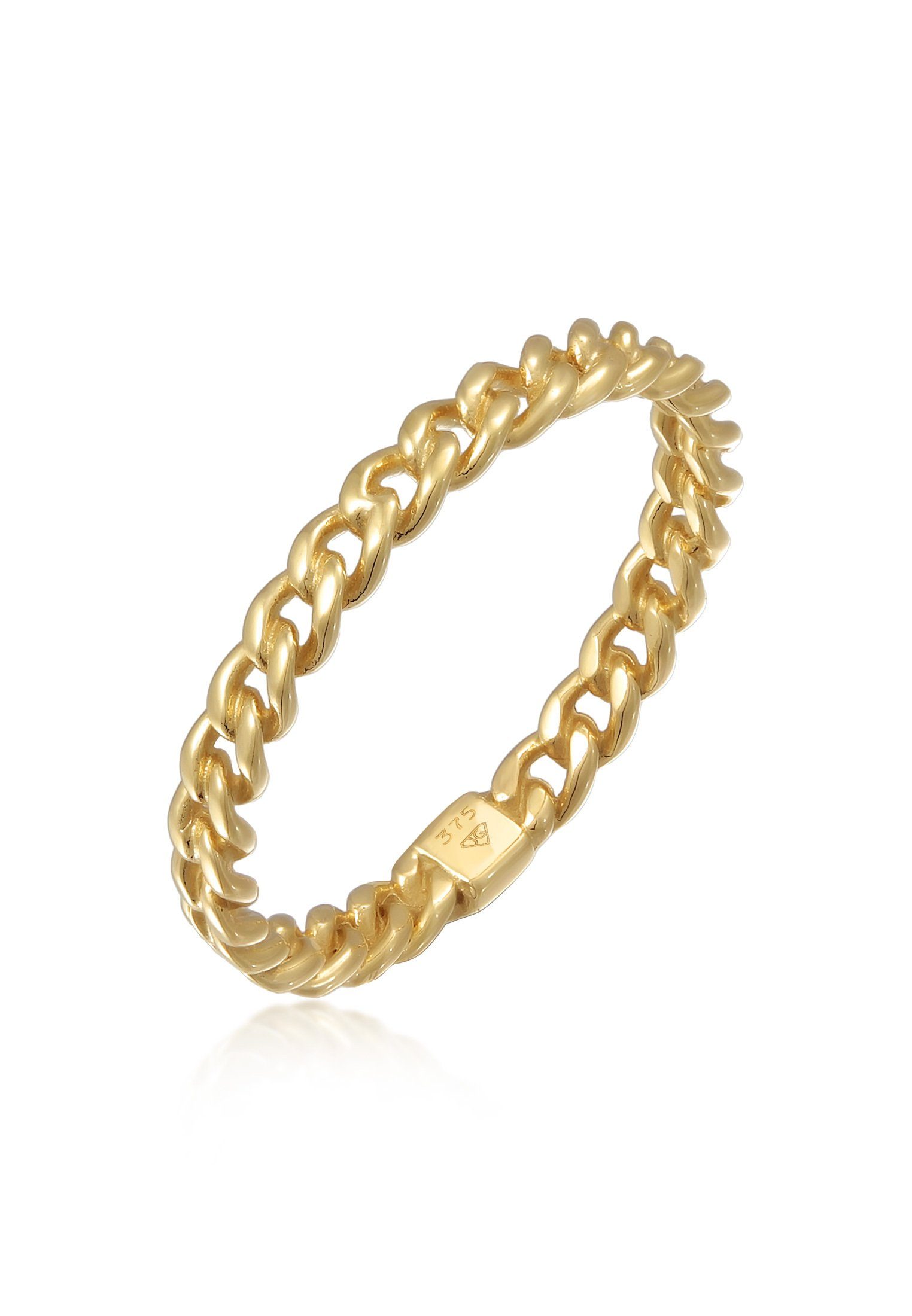 Elli Premium Fingerring Gliederring Bandring Panzerkette 375er Gelbgold