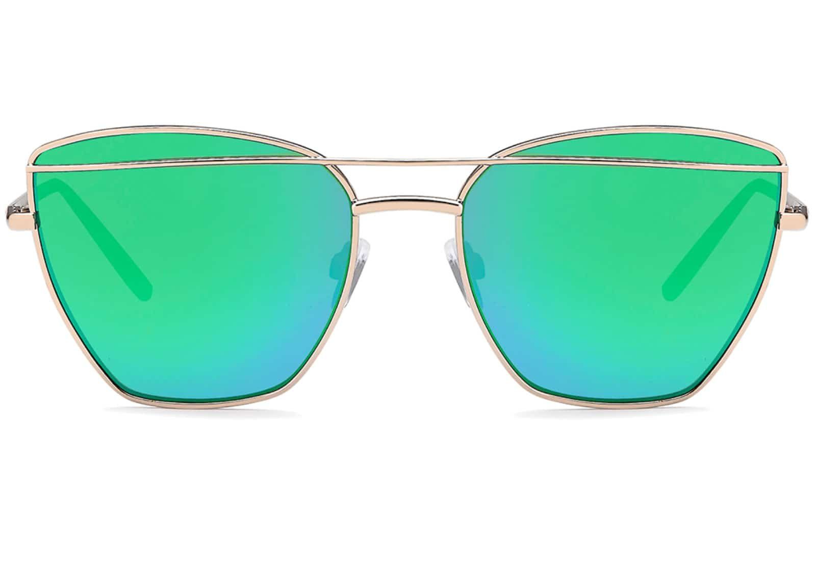 Sonnenbrille Designer verspiegelten, Grün-Blau-Verspiegelt Schmetterlingsform Eyewear mit Sonnenbrille grünen schwarz, BEZLIT blau und Damen (1-St) Linsen