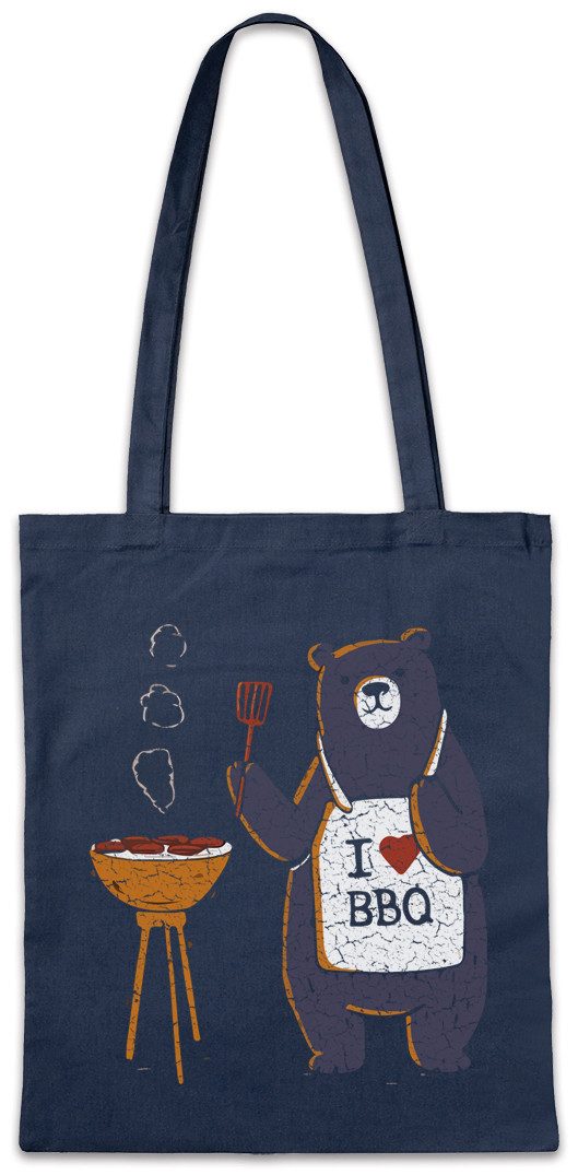 Beuteltasche Bear Grills Stofftasche BBQ Burger Steak Barbecue Grylls Grillen