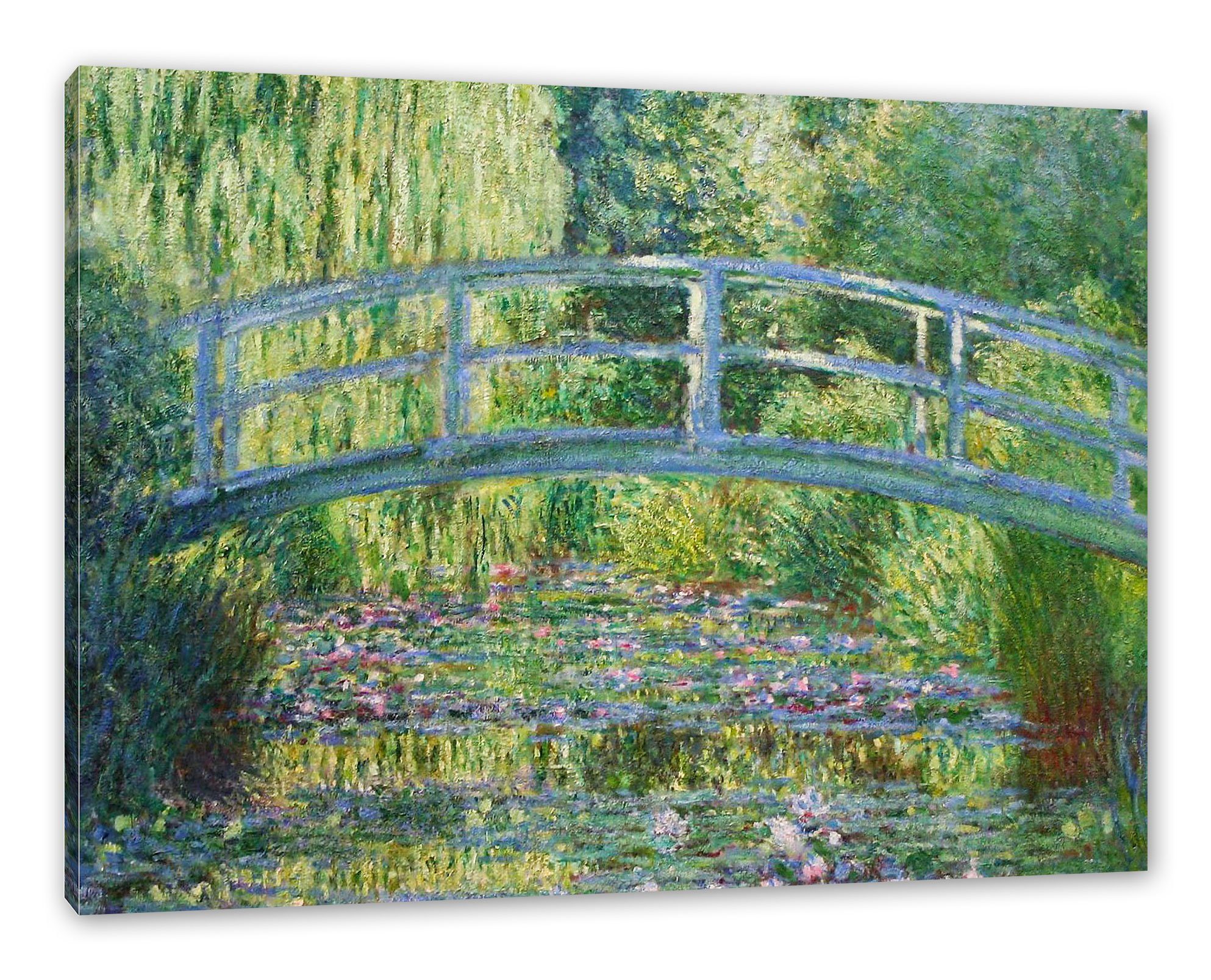 Die Brücke Claude fertig Monet Pixxprint japanische japanische Leinwandbild - Claude inkl. St), Brücke, Monet Leinwandbild (1 - Die bespannt, Zackenaufhänger