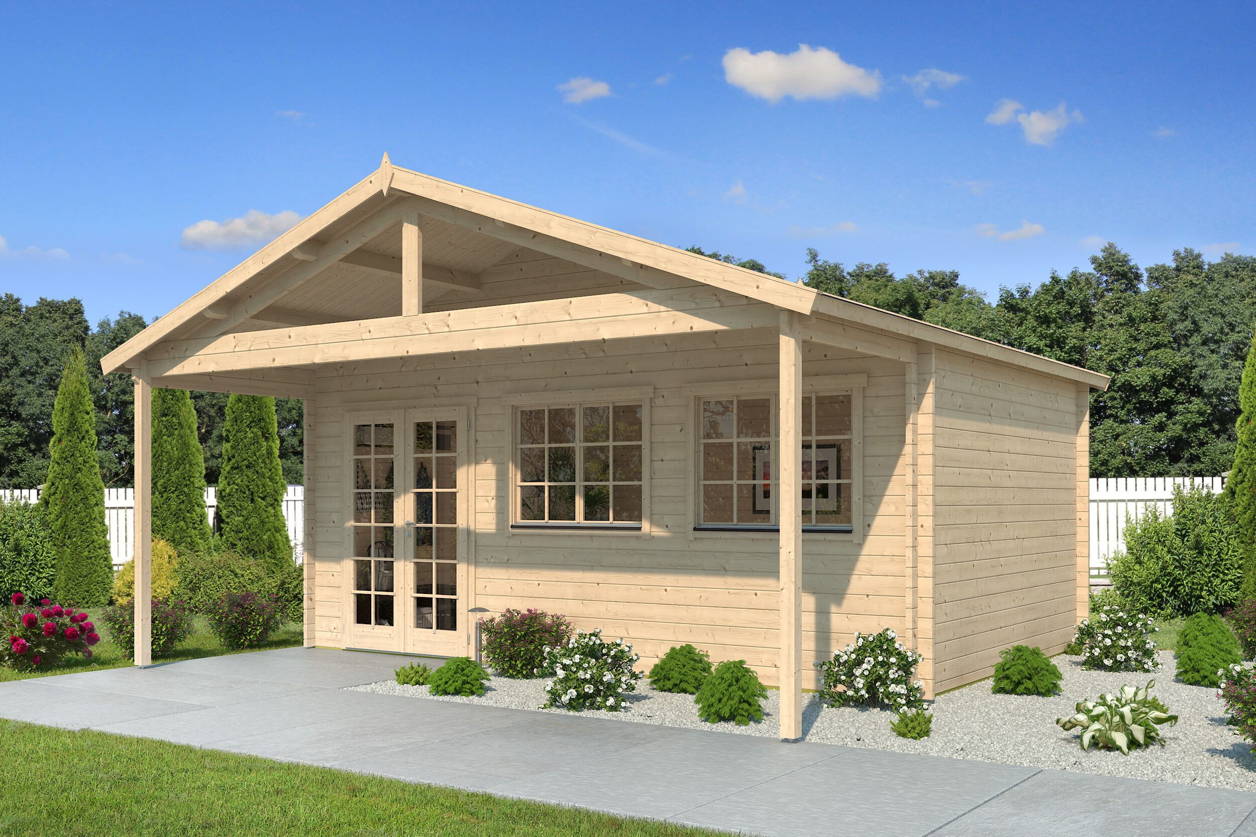 Fjordholz Gartenhaus Rolf 44 B mit Vordach