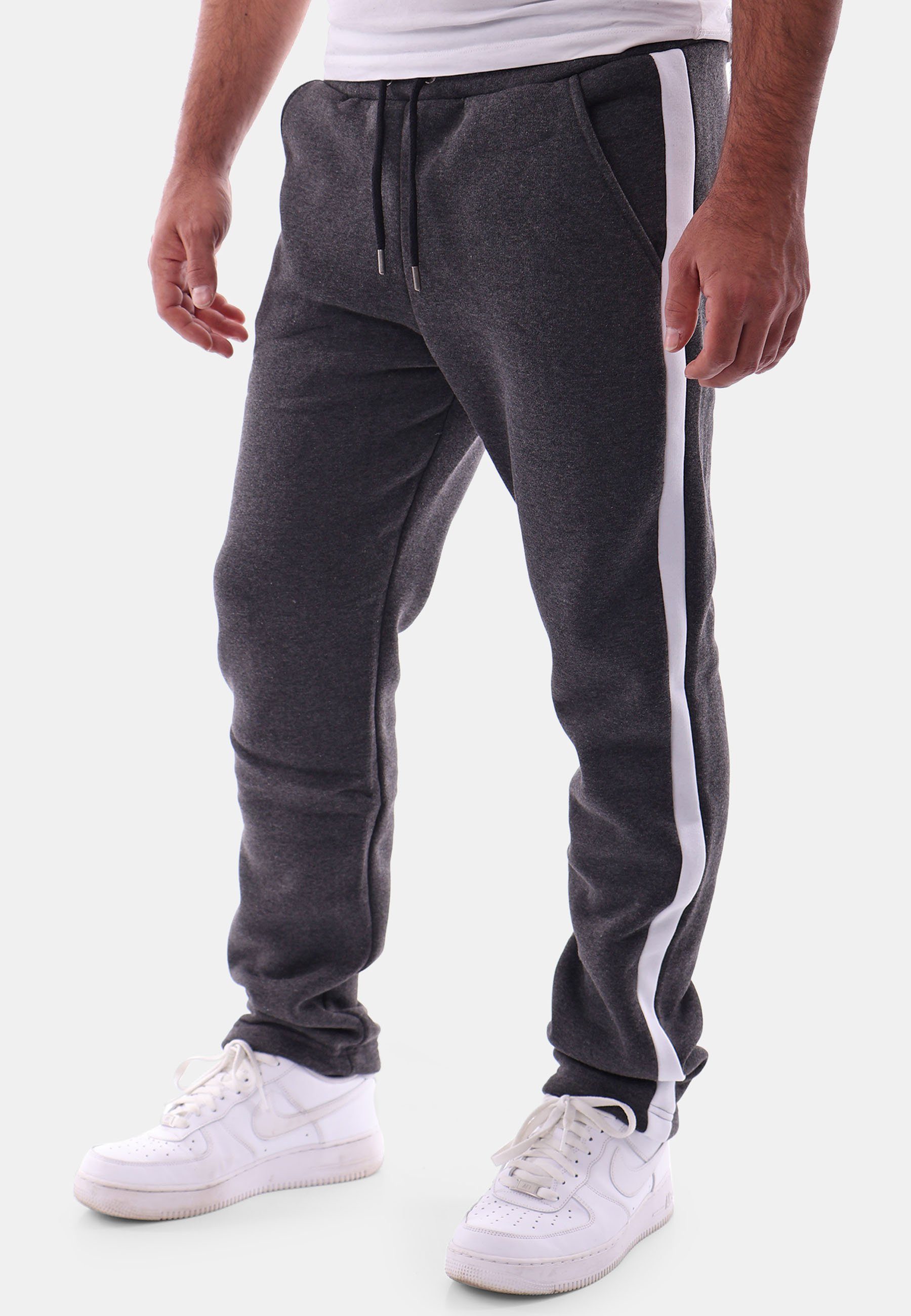 Reslad Jogginghose Reslad Herren Jogginghose RS-5091 (1-tlg., Jogginghose) Sporthose mit Streifen Sweathose Trainingshose gestreift