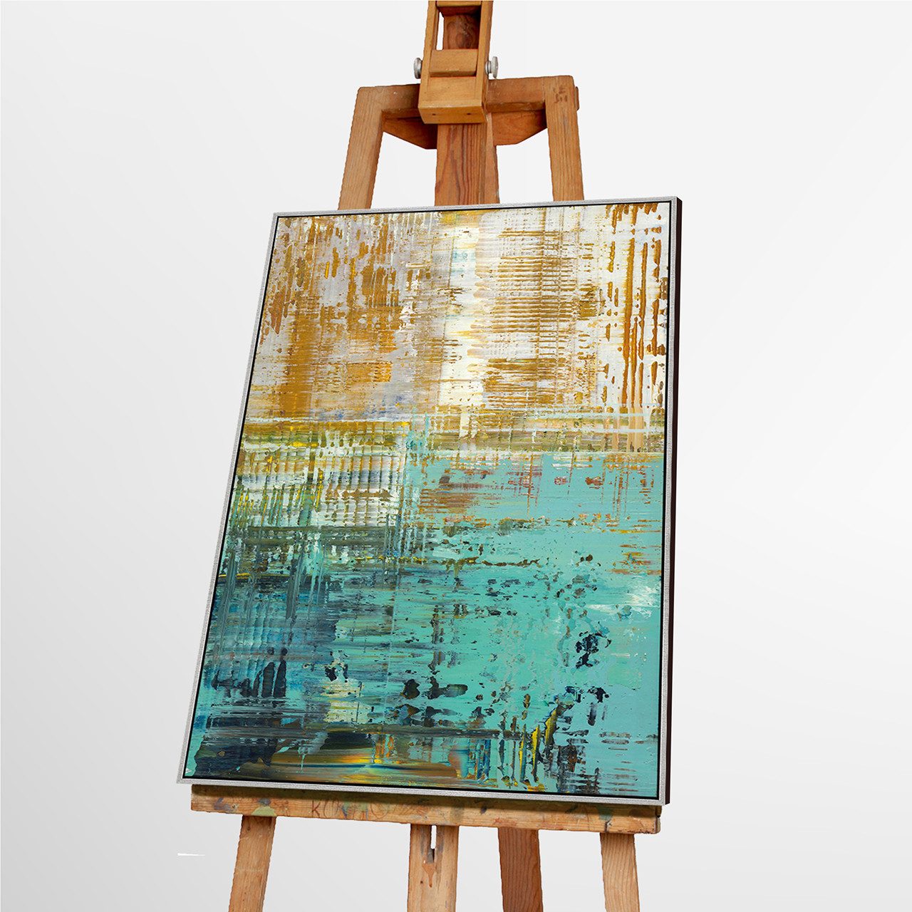 ArtUniverse Gemälde Türkisgold 90 x 120 cm, Abstrakt