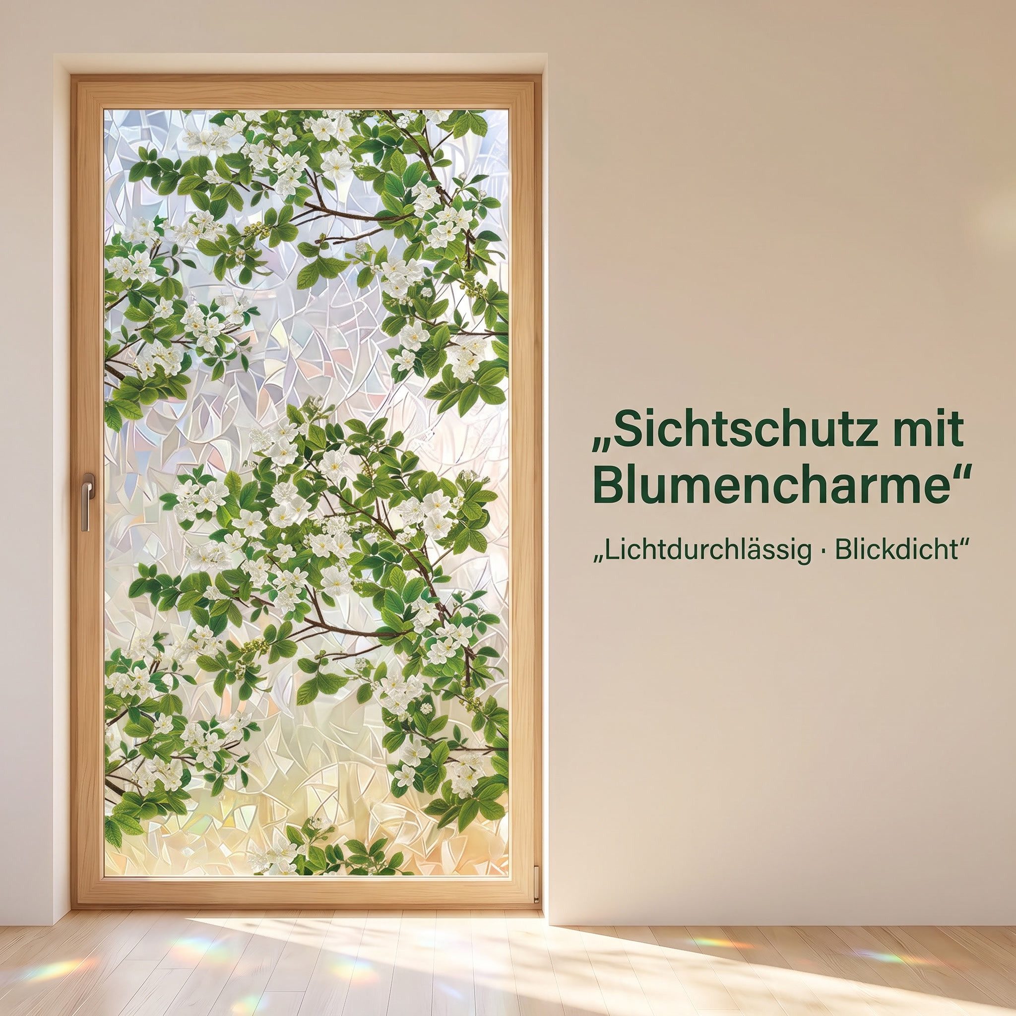 HomeBella Fensterfolie Dekorative Glasdekorfolie Buntglasoptik mit Blumen & Blättern, in Milchglasoptik für Fenster & Glastüren – Bild 3 von 5