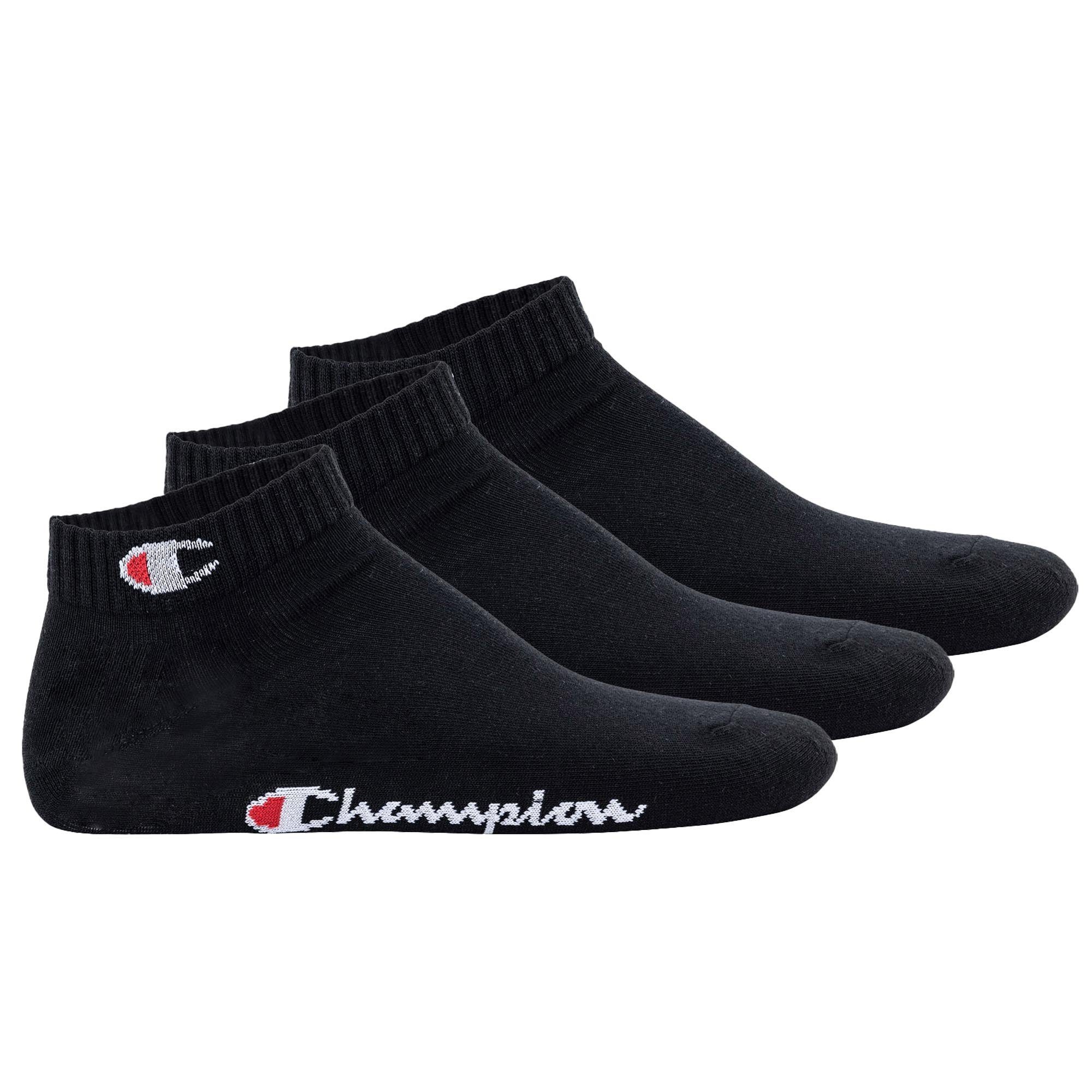 Champion Sportsocken Unisex Socken, 3er Pack - Quarter Socken, Basic Schwarz
