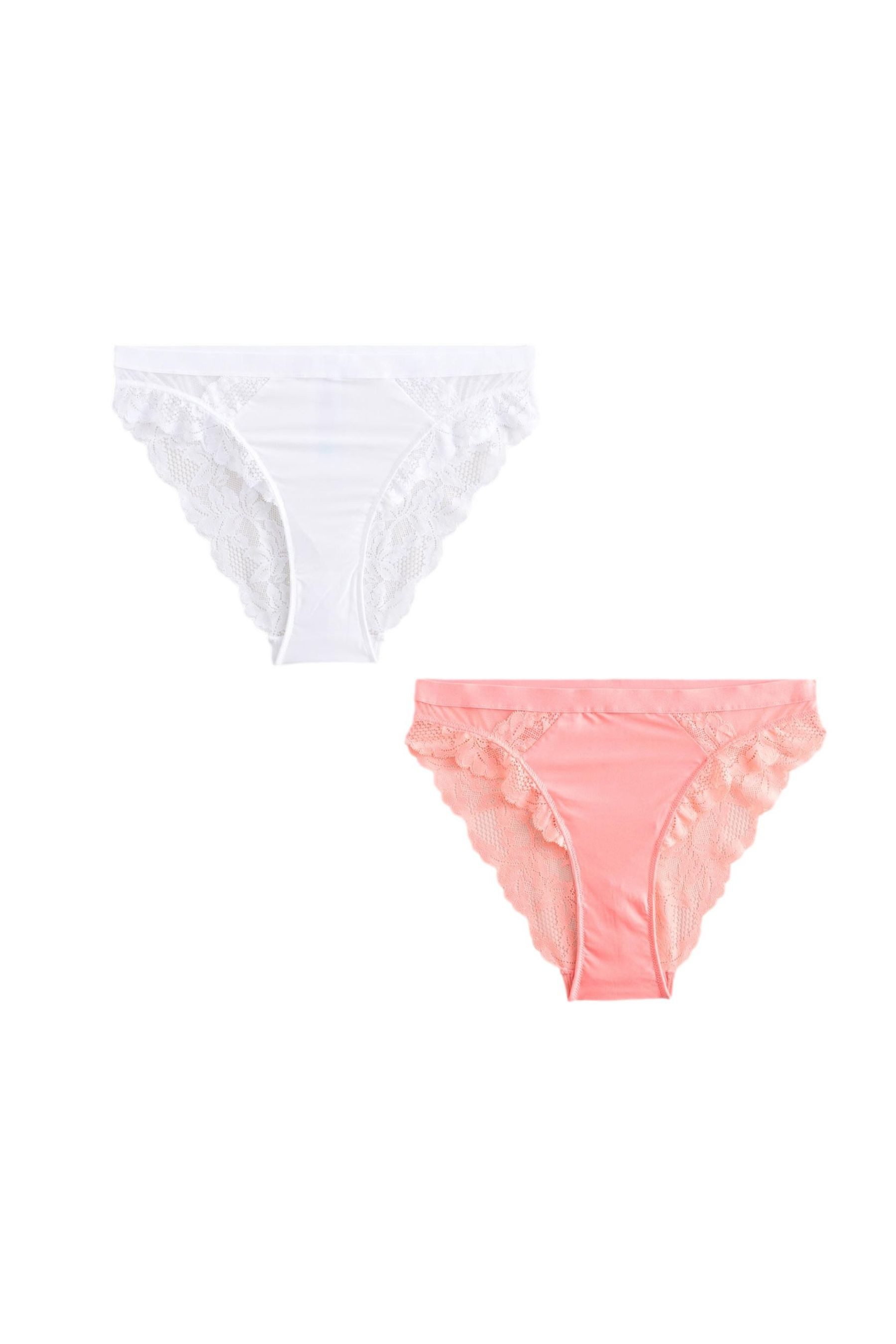 Slip Spitzenslips mit hohem Beinausschnitt im 2er-Pack