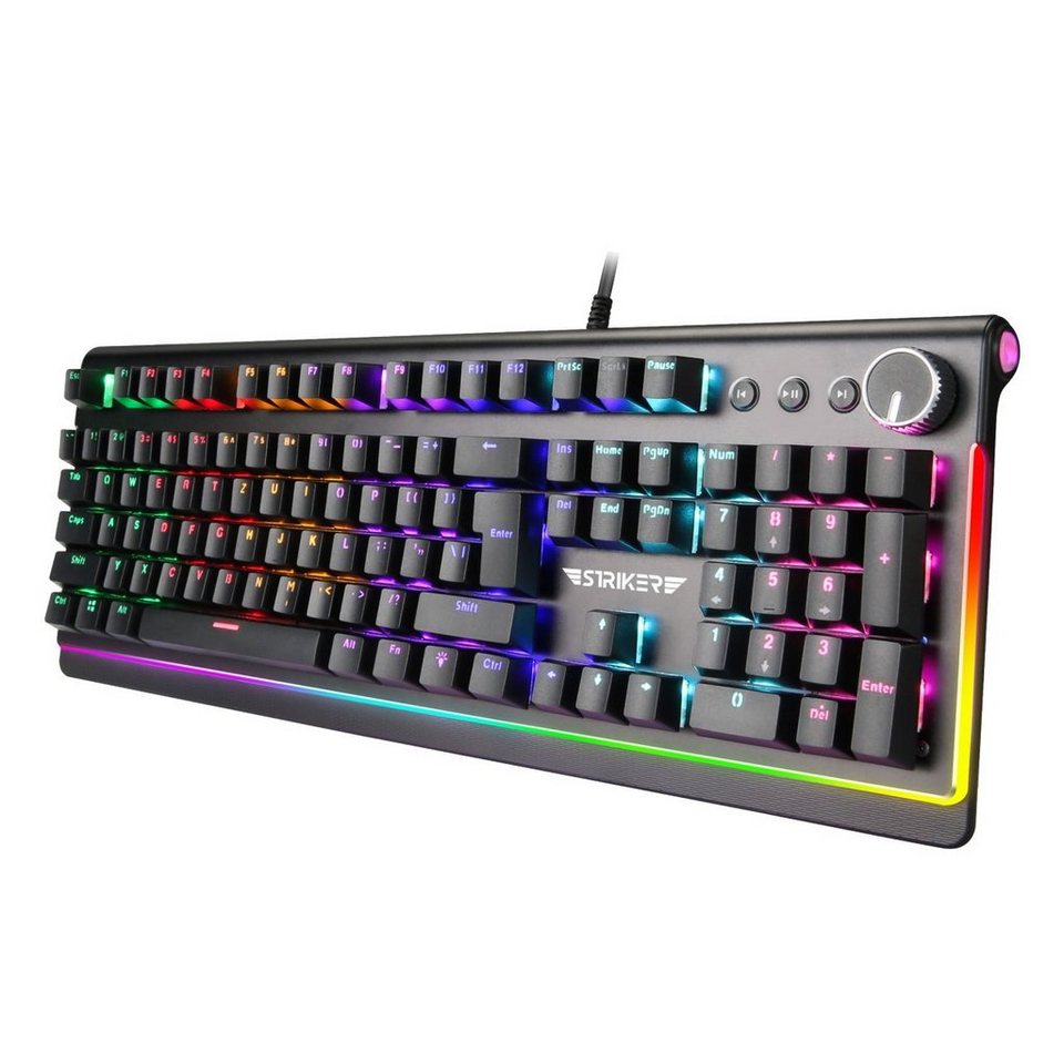 Hyrican Striker Gaming Set Tastatur, ST-GH707, Eingabegeräte-Set, ST-MK91, Maus, RGB-Beleuchtung, ST-MP25B, ST-GM005, Mauspad, schwarz USB, Headset + kabelgebunden