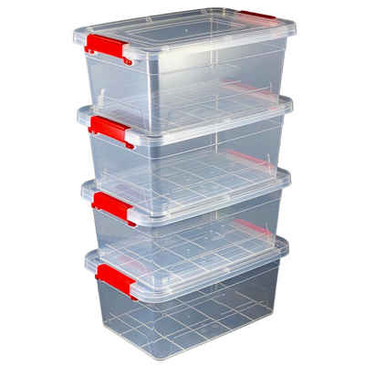 EBUY Aufbewahrungsbox Set mit 4 Aufbewahrungsboxen mit Deckel 5,25 l (4 St)