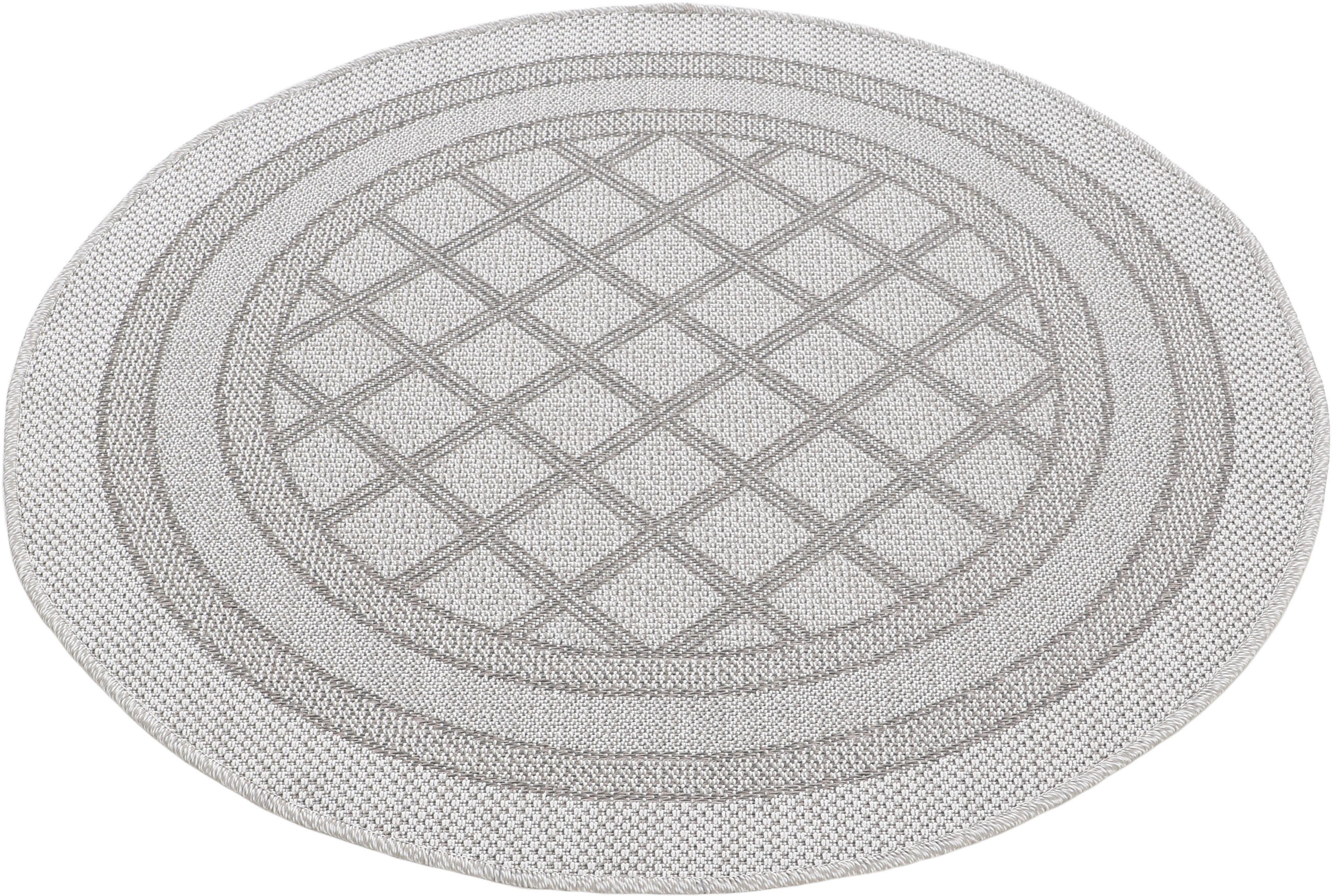 Teppich Boho 104, robustes UV-beständig, mm, Außenbereich Sisal Optik, rund, carpetfine, Höhe: 4 Flachgewebe