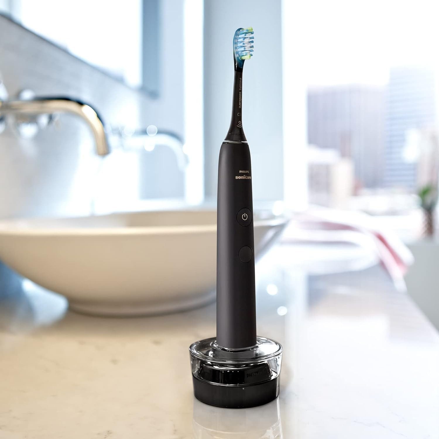 Philips Sonicare Schallzahnbürste Sonicare DiamondClean 9000, Aufsteckbürsten: 4 St., 2 elektrische Zahnbürsten, Smart-Sensor Technologie & Sonicare App Bluetooth
