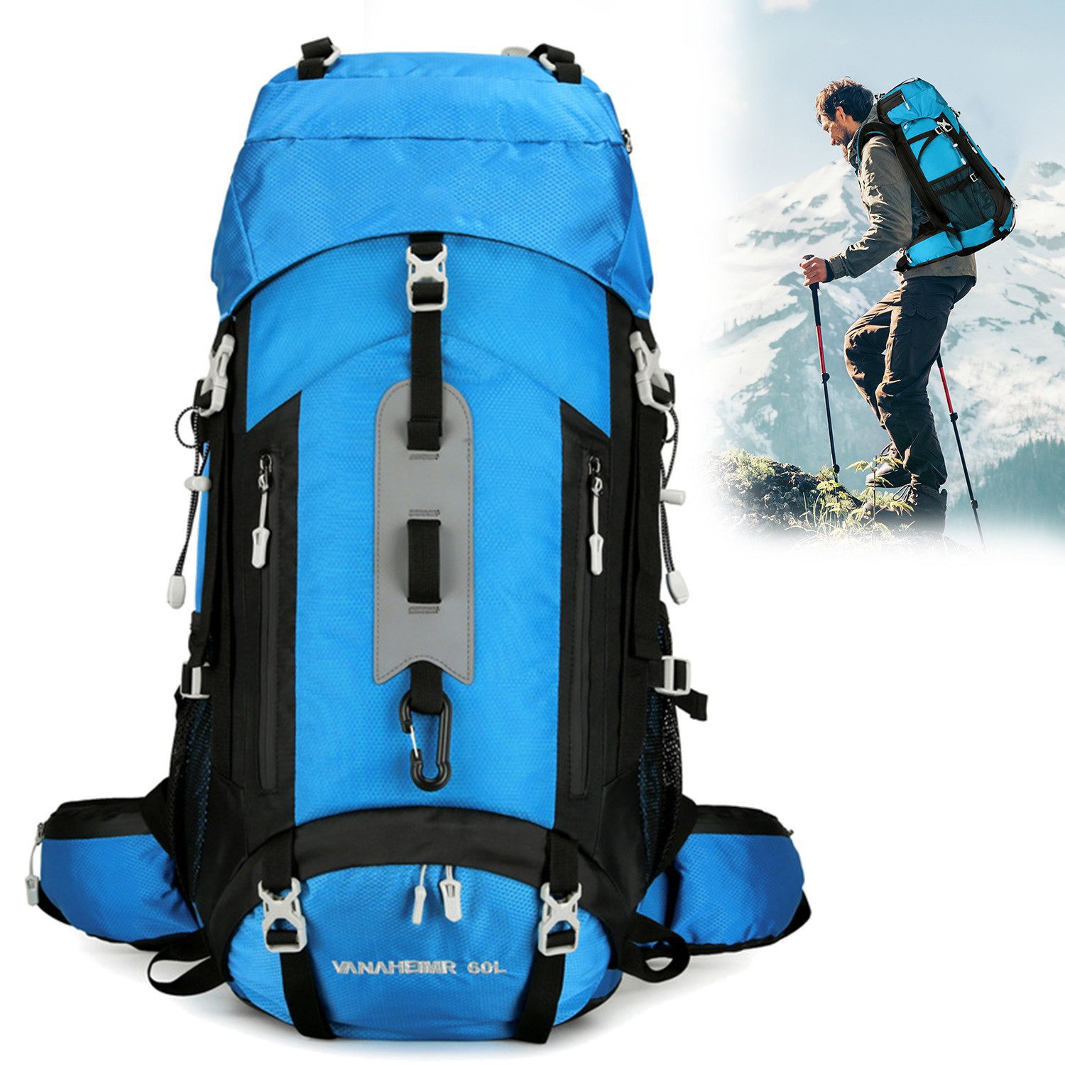 Wanderrucksack 18,49 Gallonen/70 Liter Großer Kapazität Schultertasche