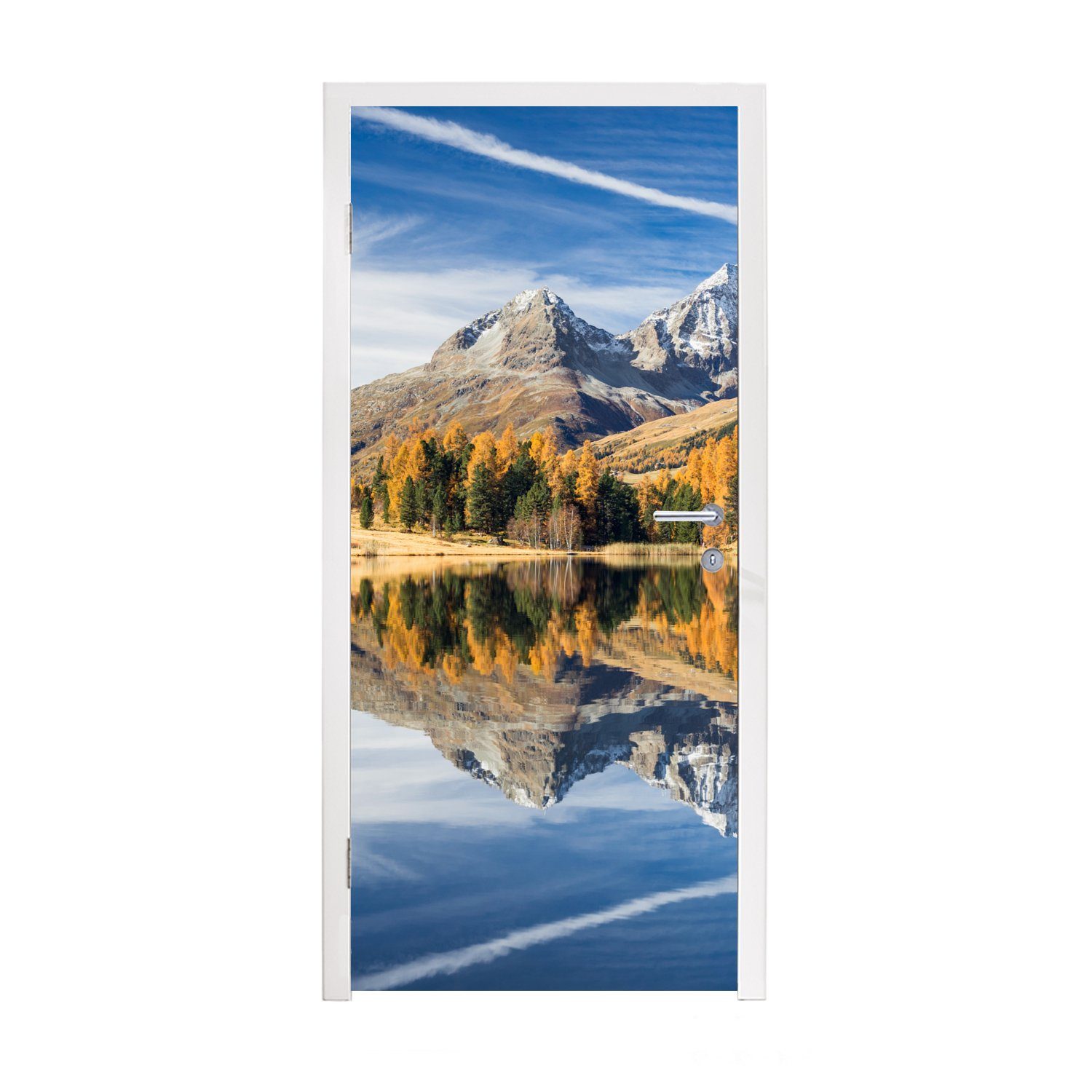 MuchoWow Türtapete Alpen - Berge - Wald, Matt, bedruckt, (1 St), Fototapete für Tür, Türaufkleber, 75x205 cm
