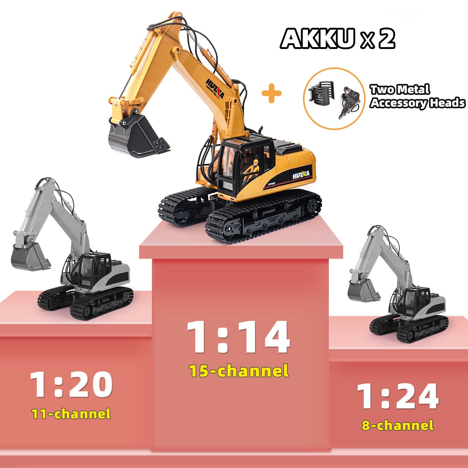 Esun RC-Bagger Ferngesteuerter Bagger,RC Bagger Schaufelbagger für Kinder ab 8 Jahren (Packung, Komplettset), Schaufelbagger mit Fernsteuerung und Holzgreifer Ferngesteuert