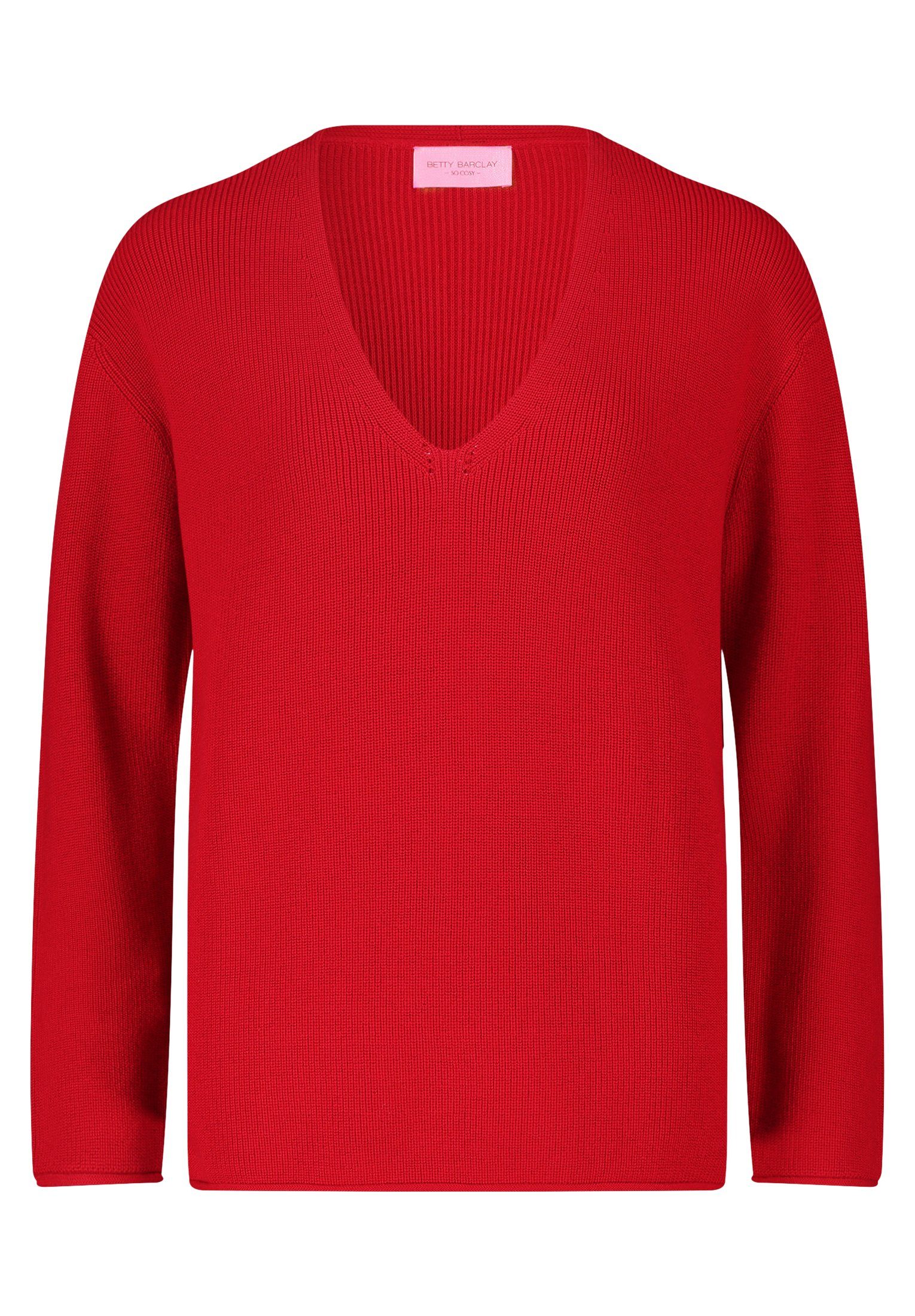 mit Betty Strickdetails Rot Strick (1-tlg) Strickpullover Barclay