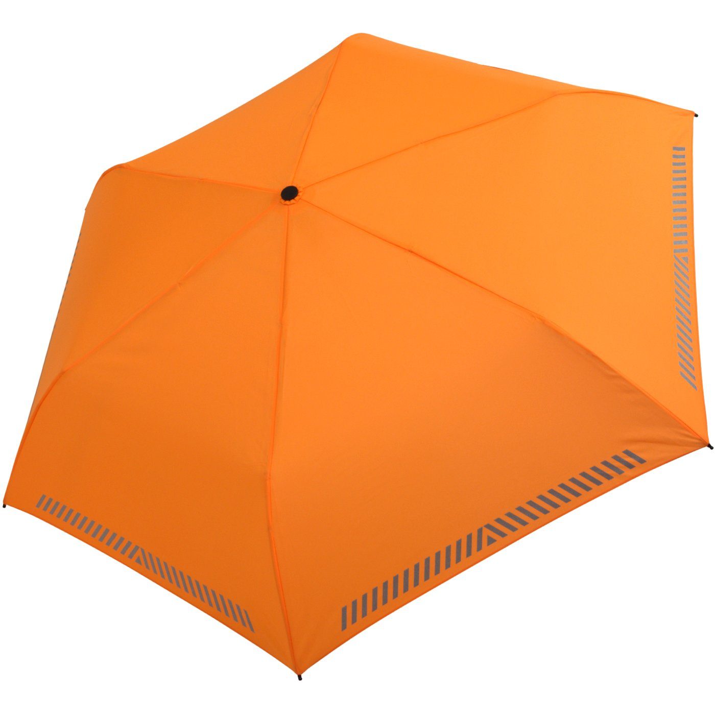 iX-brella Taschenregenschirm Kinderschirm mit Auf-Zu-Automatik,  reflektierend, Sicherheit durch Reflex-Streifen - neon orange