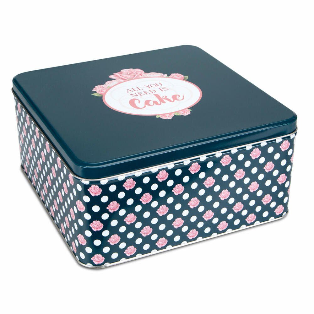 STÄDTER Keksdose All you need is Cake 21 x 21 cm, Weißblech