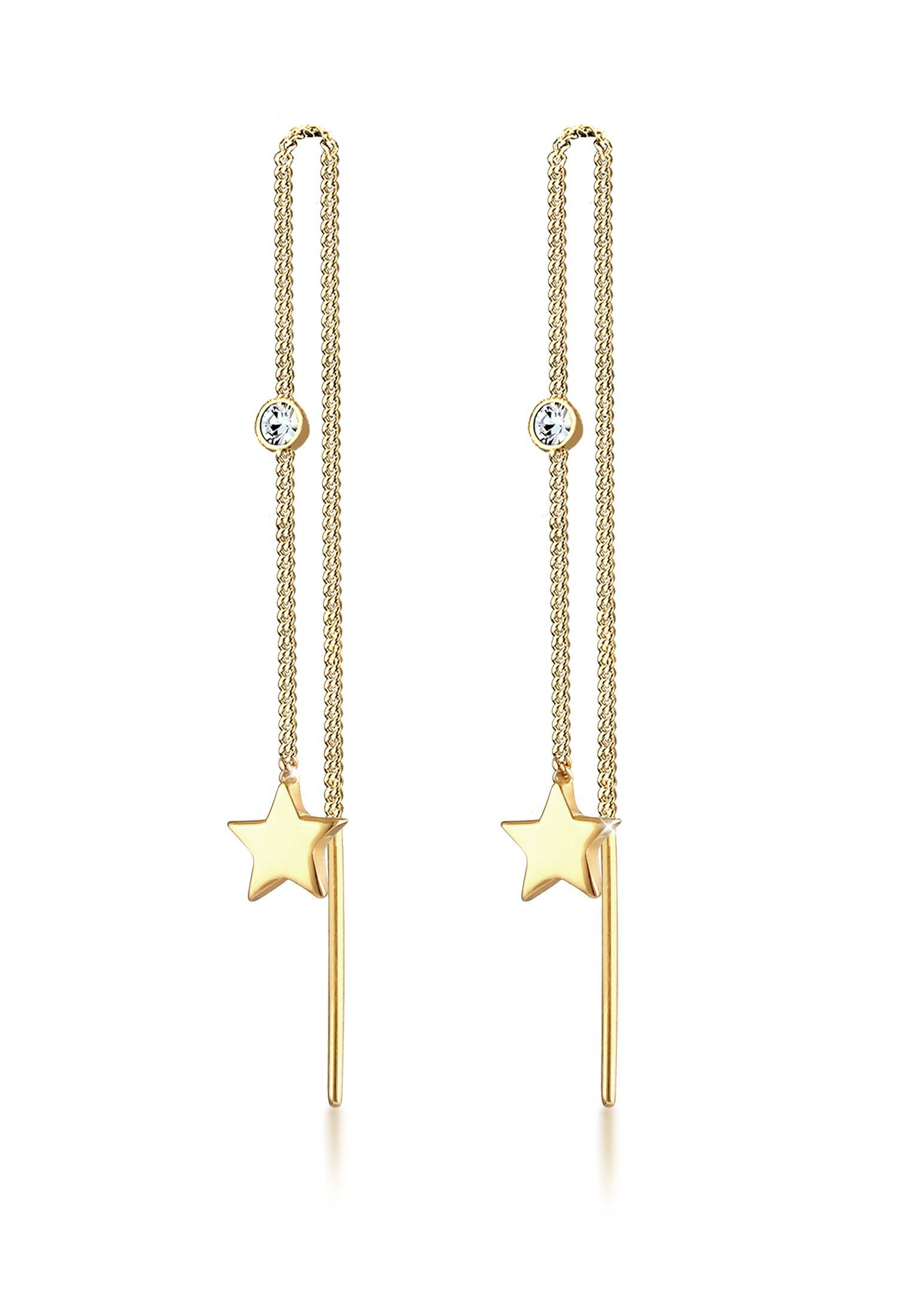 Paar Ohrhänger Sterne Durchzieher 925 Silber, mit Kristallen von Swarovski®