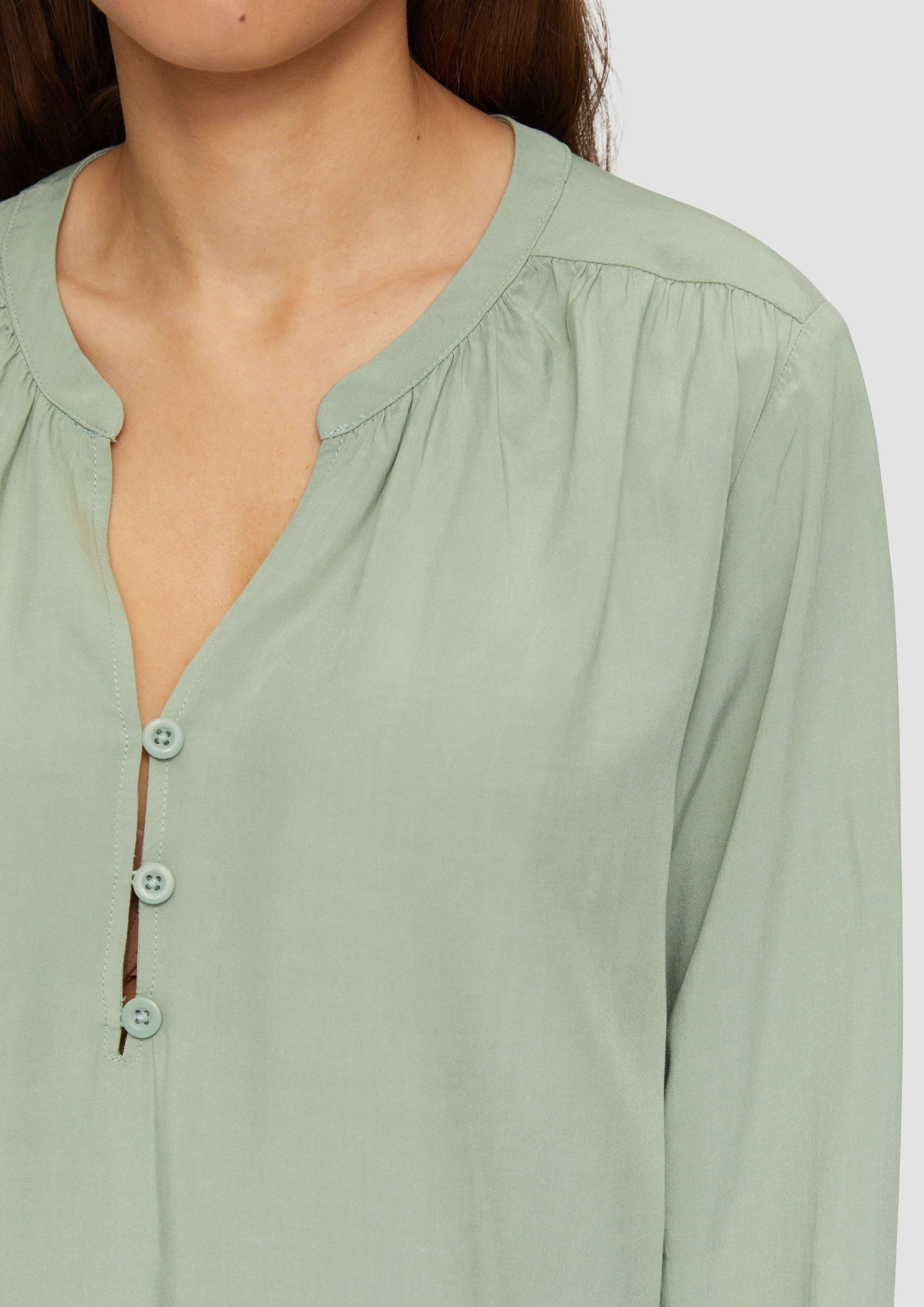 QS Langarmbluse Fließende Viskose-Bluse mit Raffung günstig online kaufen