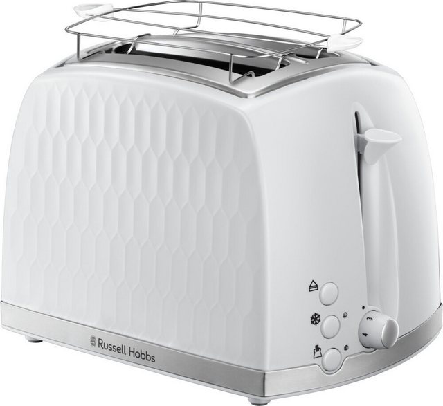 RUSSELL HOBBS Toaster 26060-56, Honeycomb Langschlitz-Toaster 2 Scheiben Auftaufunktion