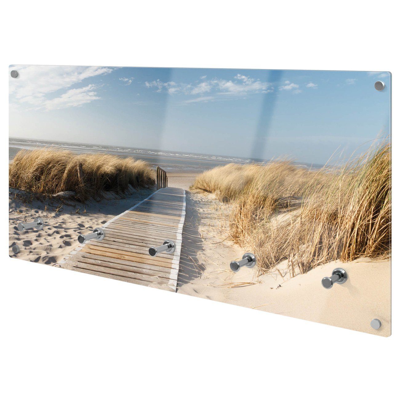 banjado Garderobenleiste Glas Dünen (Wandgarderobe, mit verchromten Haken), günstig online kaufen