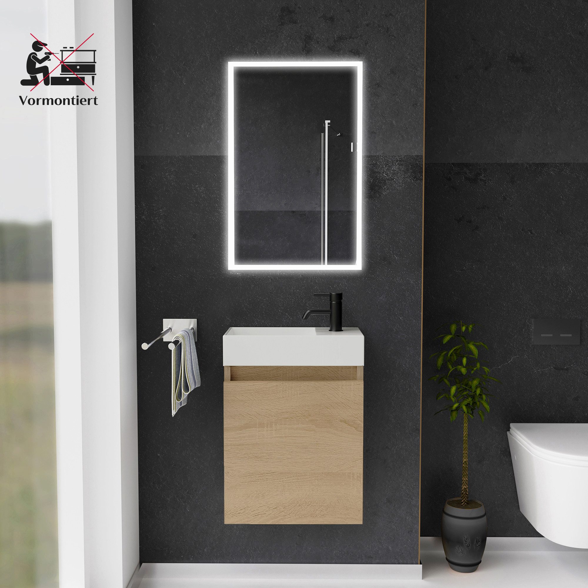Alpenberger Badmöbel-Set Gäste WC Waschbecken mit günstig online kaufen